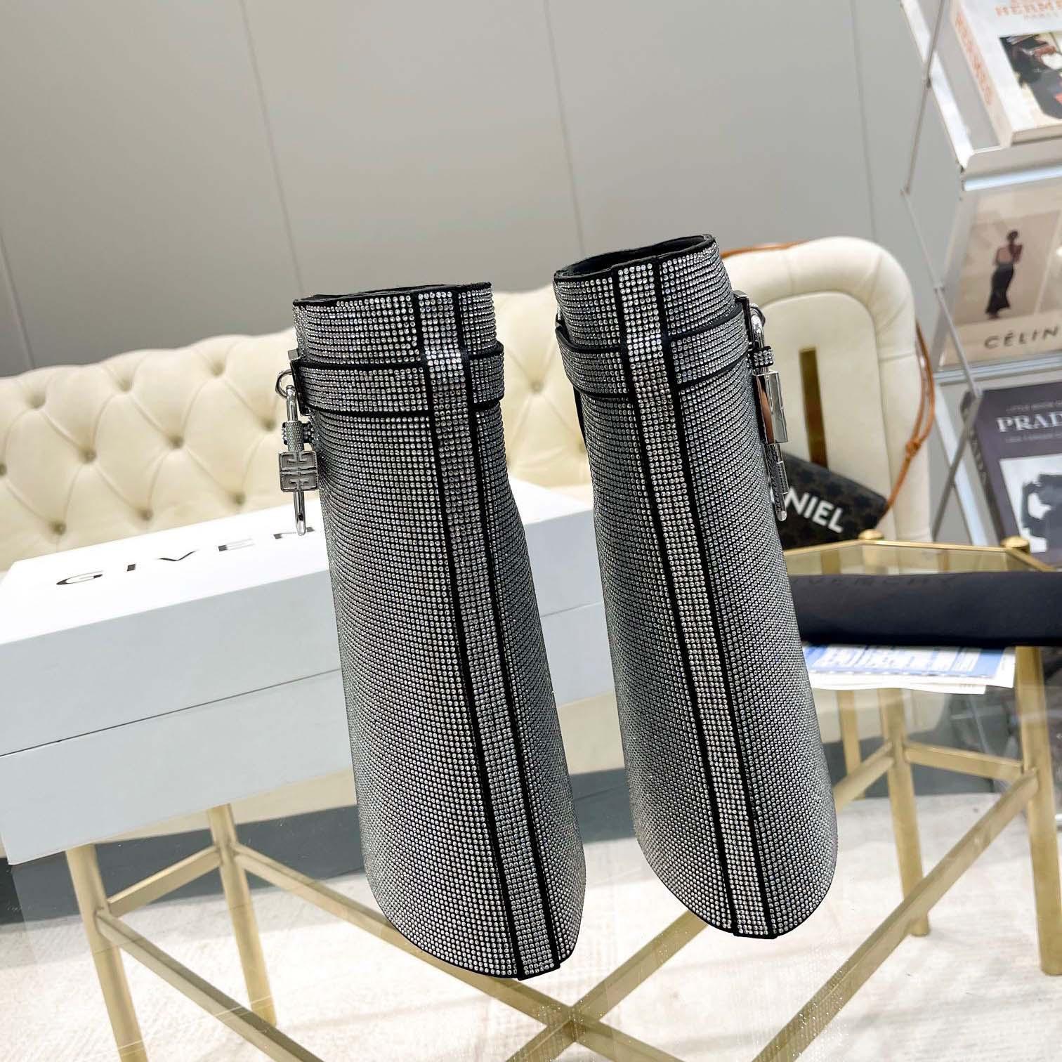 Givenchy Shark Lock Leather Knee-high Boots - FashionPlug