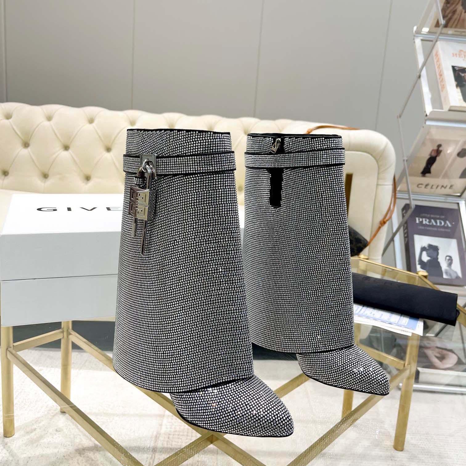 Givenchy Shark Lock Leather Knee-high Boots - FashionPlug