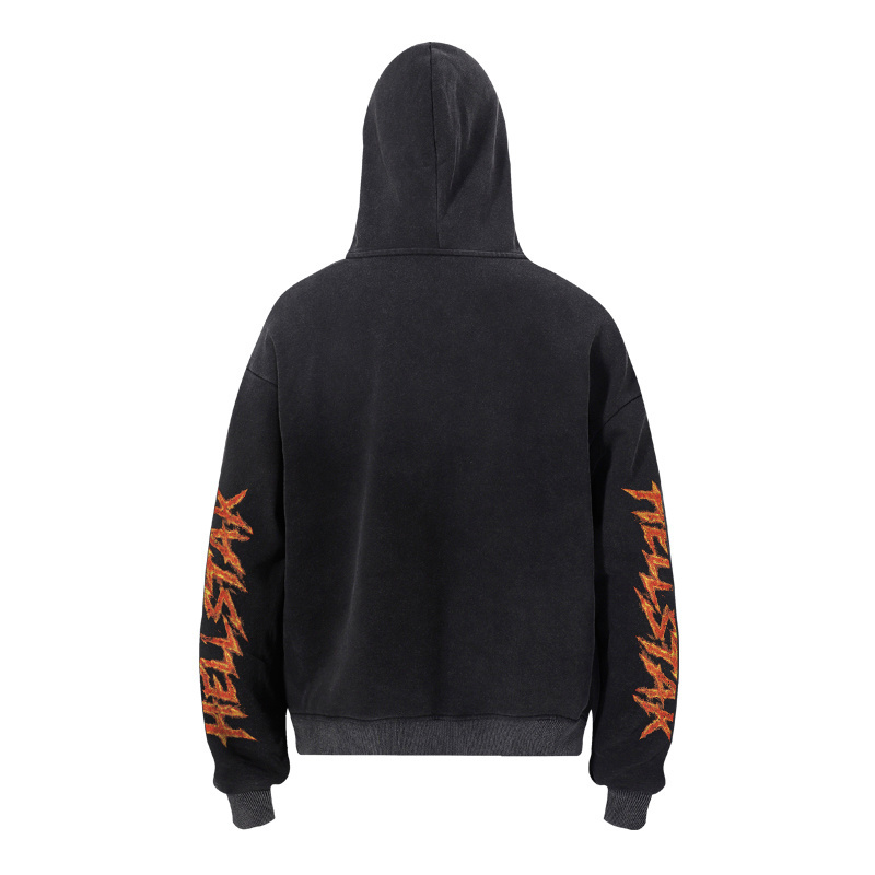 Hellstar Blazing Flame Washed Hoodie  - FashionPlug