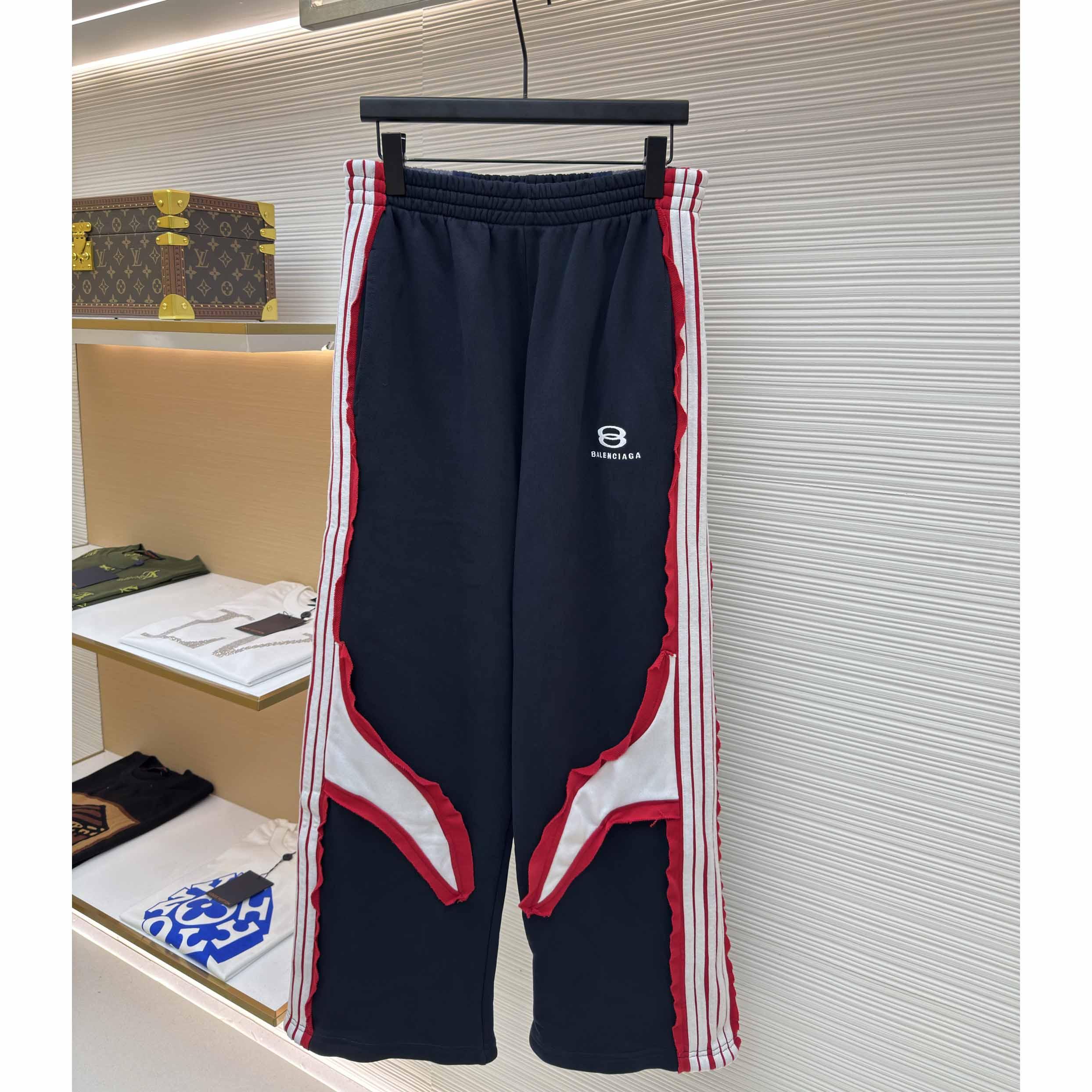 Balenciaga Cut-Up Oversized Sweatpants In Faded Black And White Dry Fleece - FashionPlug