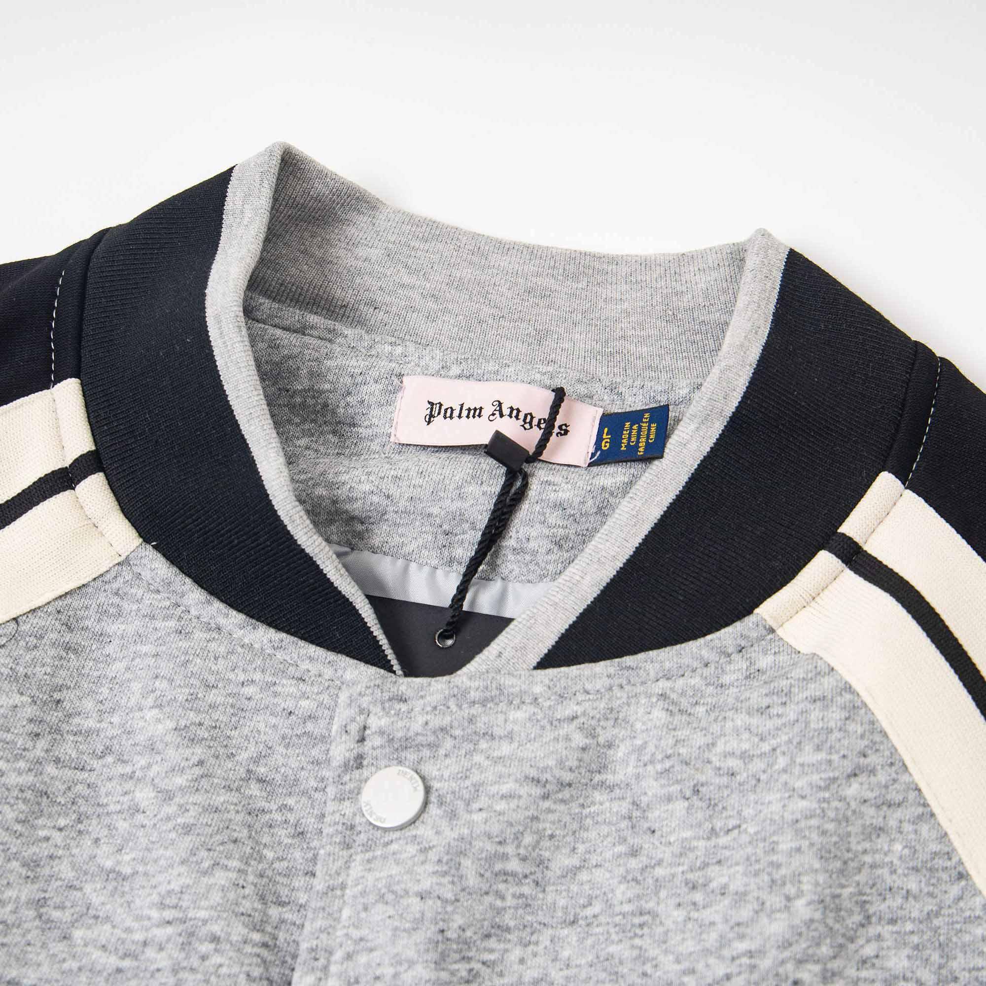 Palm Angels Curved Logo Track Varsity Jacket - FashionPlug