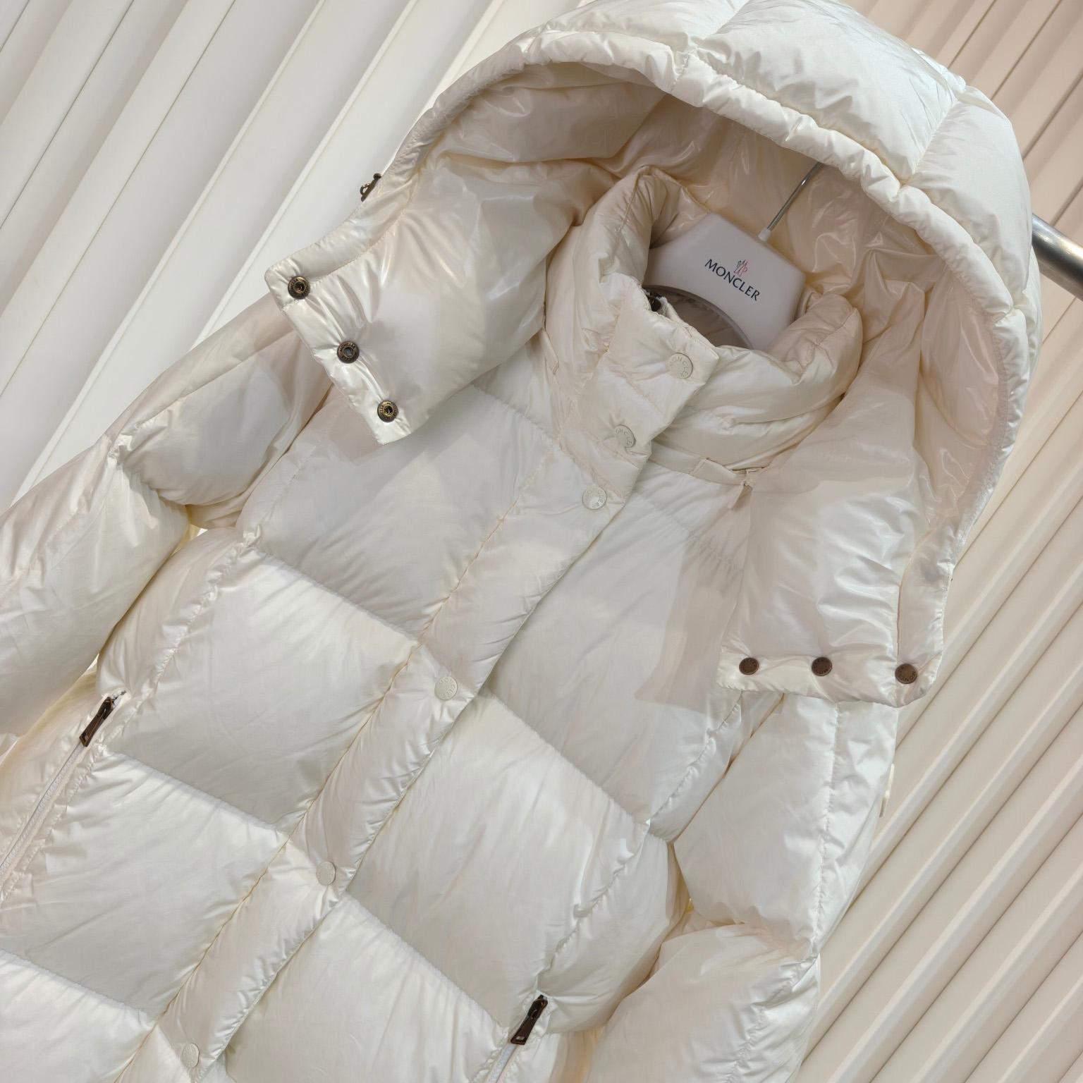 Moncler Litte Square-Quilted Hooded Long Down Jacket - FashionPlug