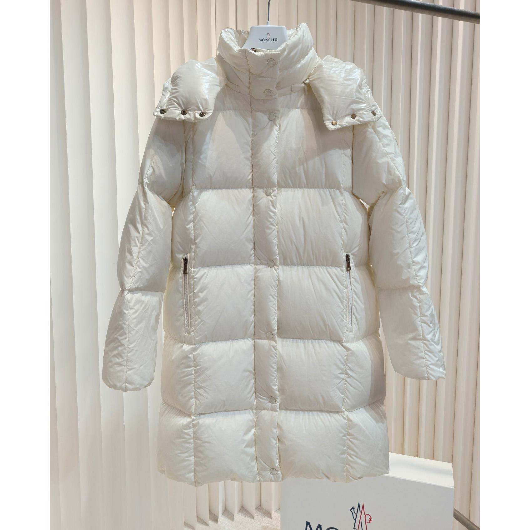 Moncler Litte Square-Quilted Hooded Long Down Jacket - FashionPlug