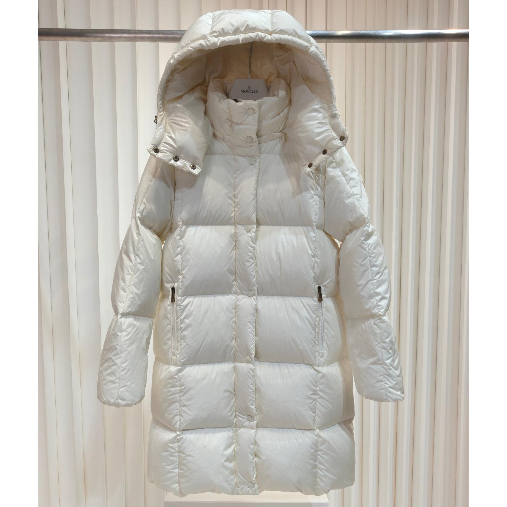 Moncler Litte Square-Quilted Hooded Long Down Jacket - FashionPlug