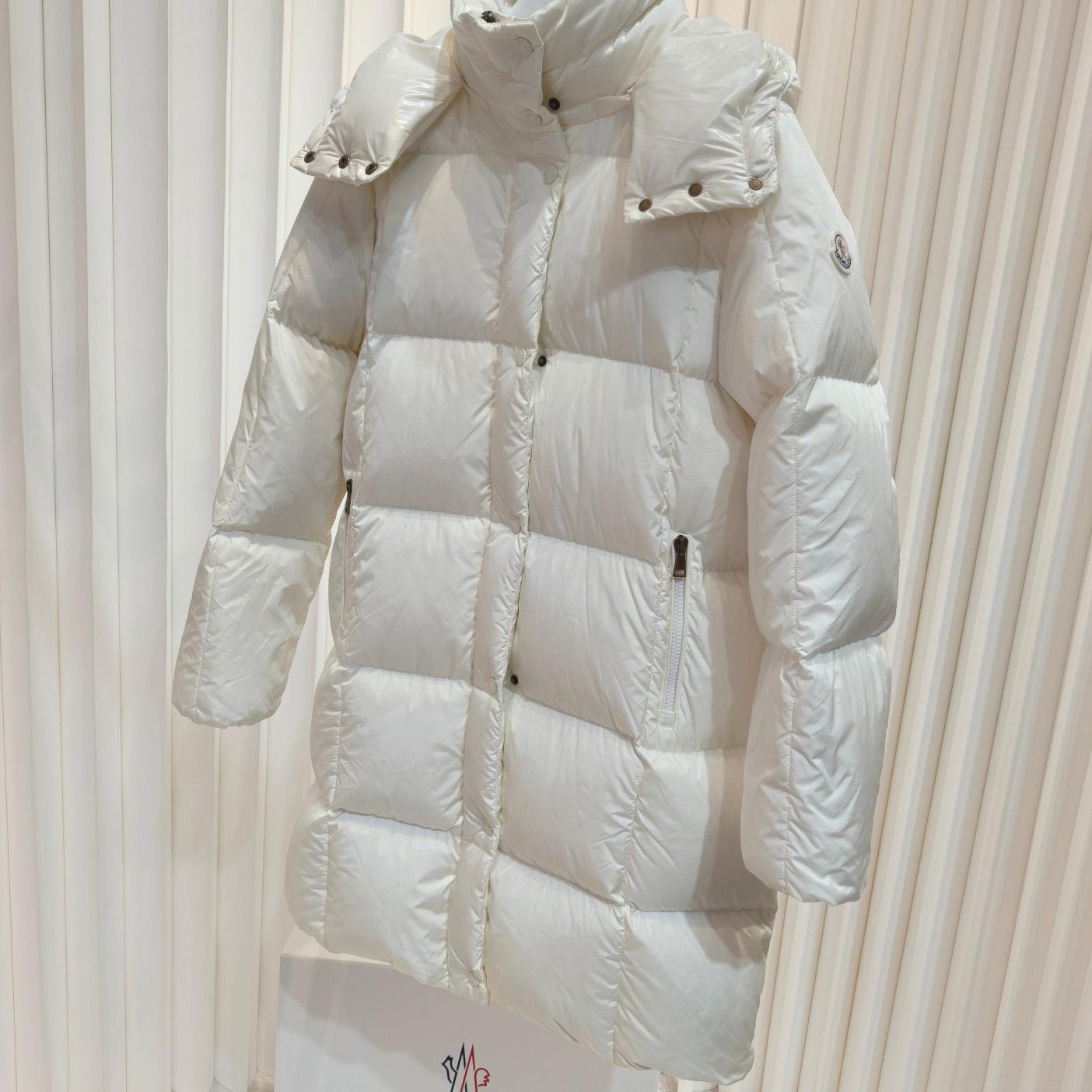 Moncler Litte Square-Quilted Hooded Long Down Jacket - FashionPlug