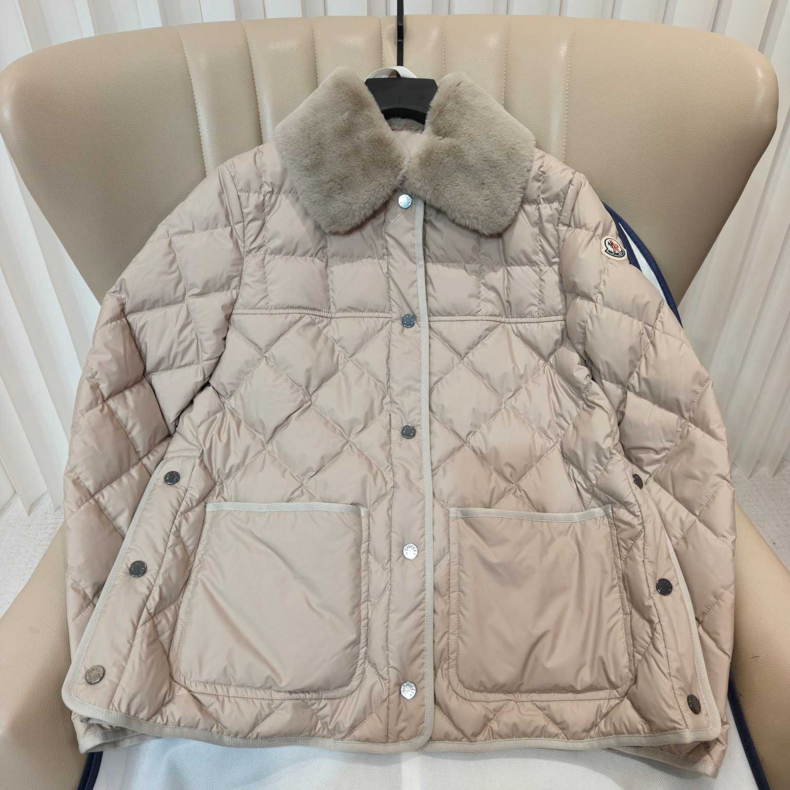 Moncler Cygne Faux Fur-Trimmed Short Down Jacket - FashionPlug