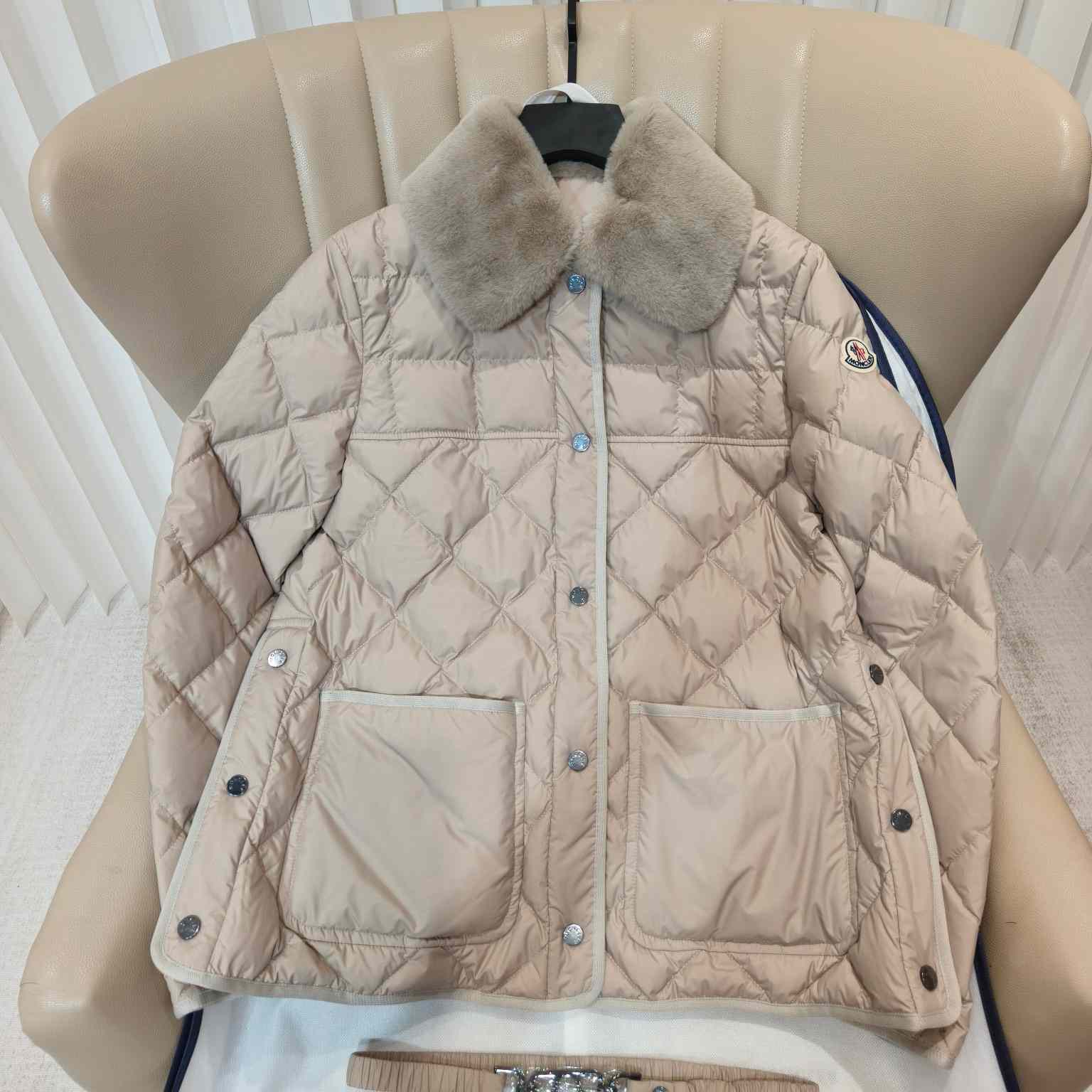 Moncler Cygne Faux Fur-Trimmed Short Down Jacket - FashionPlug
