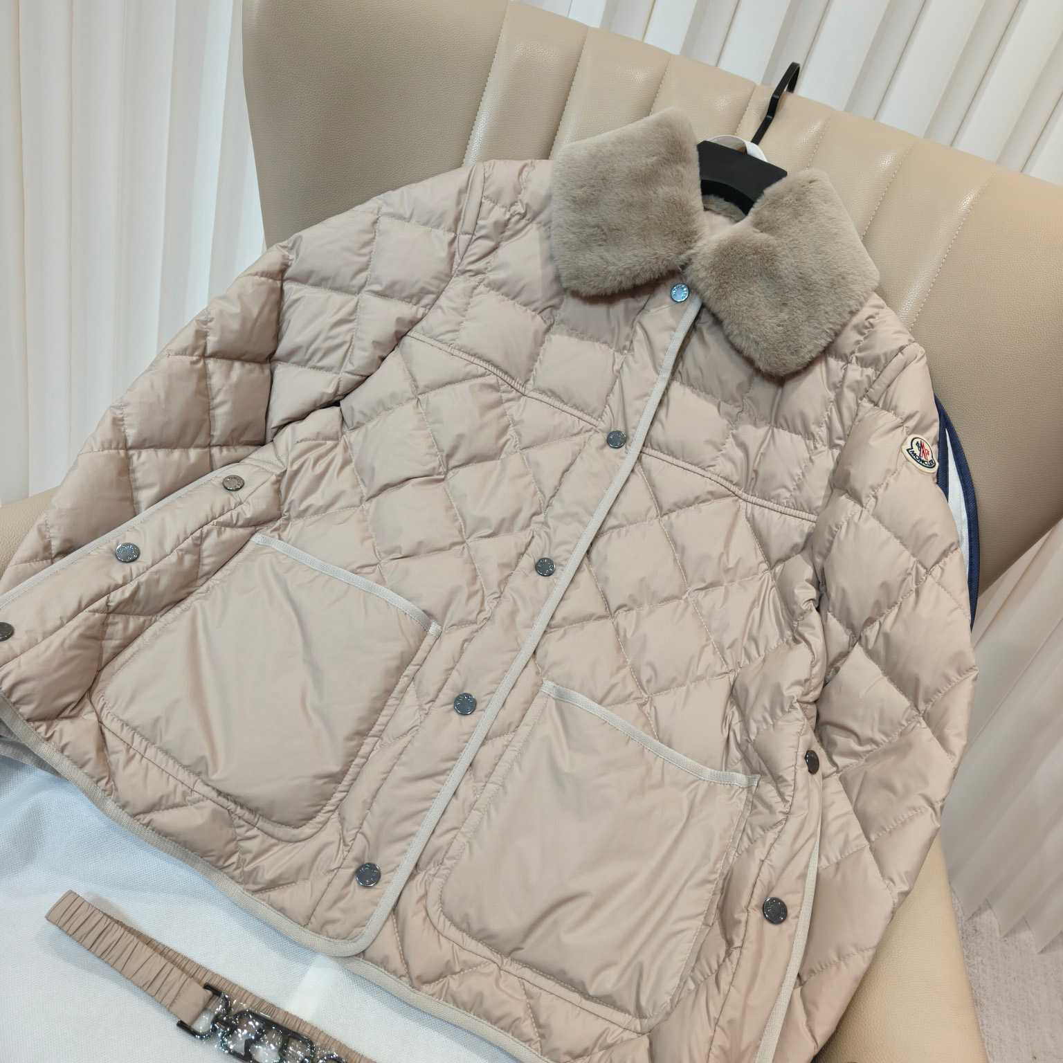 Moncler Cygne Faux Fur-Trimmed Short Down Jacket - FashionPlug
