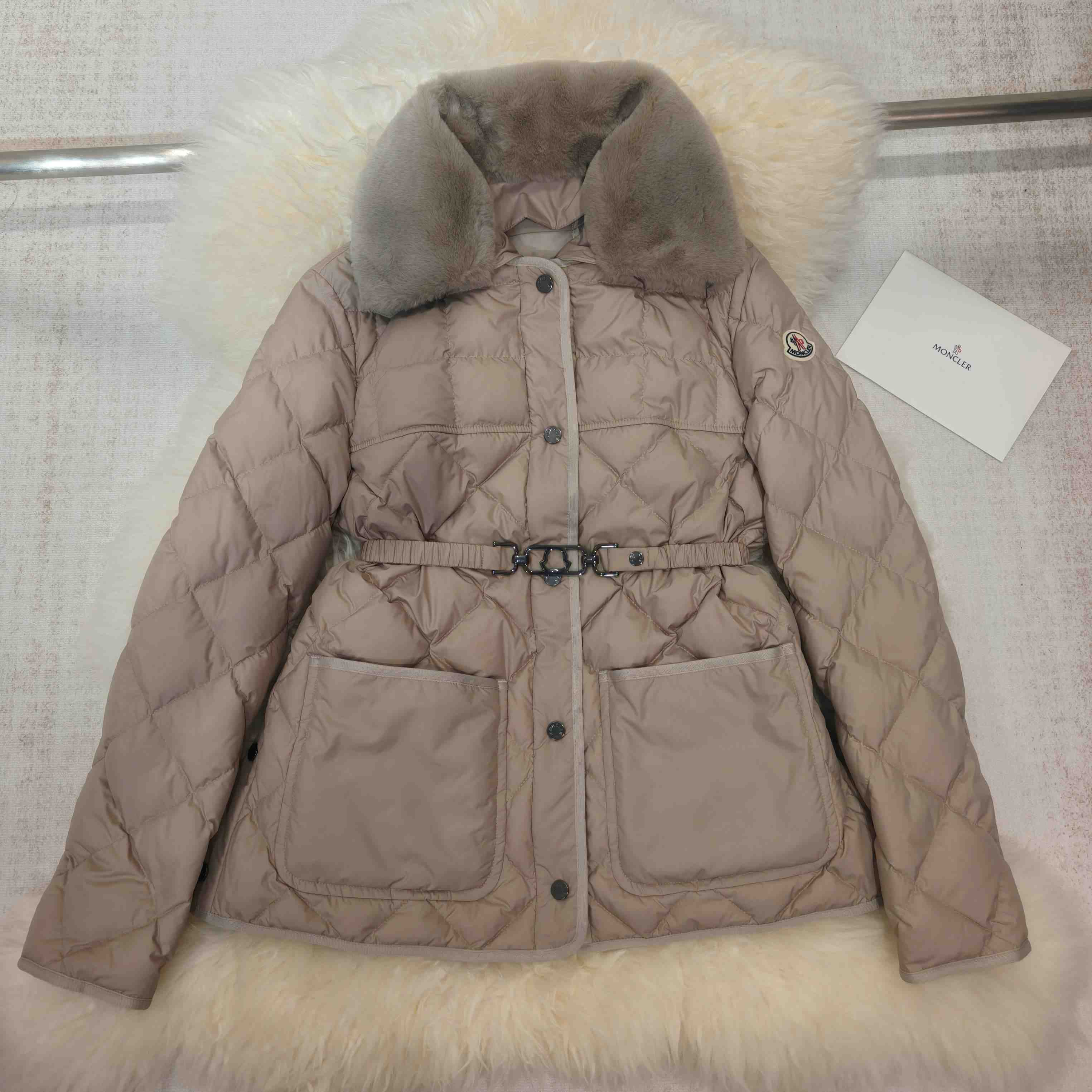 Moncler Cygne Faux Fur-Trimmed Short Down Jacket - FashionPlug