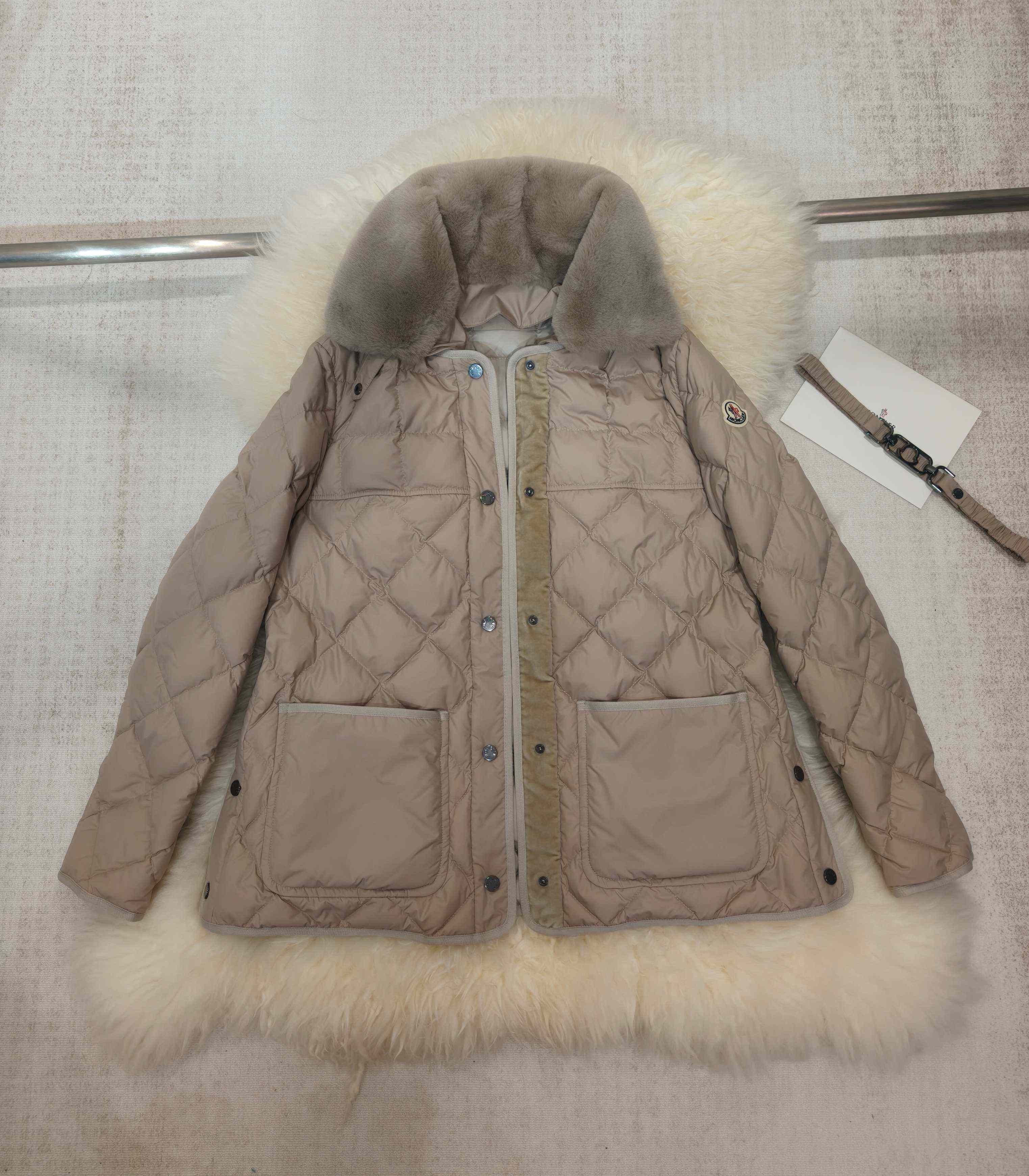 Moncler Cygne Faux Fur-Trimmed Short Down Jacket - FashionPlug