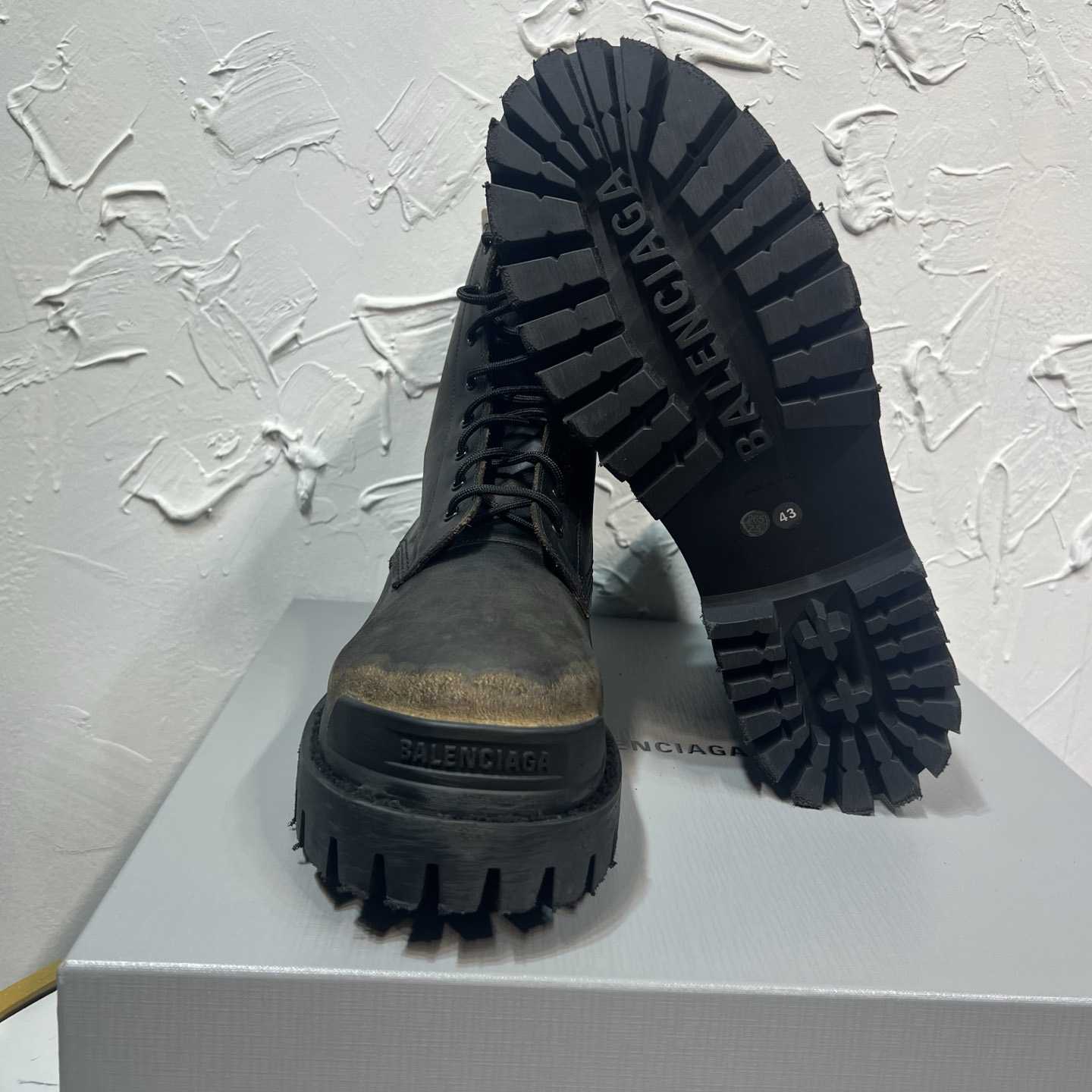 Balenciaga Strike Boot 'Worn-Out - Black Brown' - FashionPlug