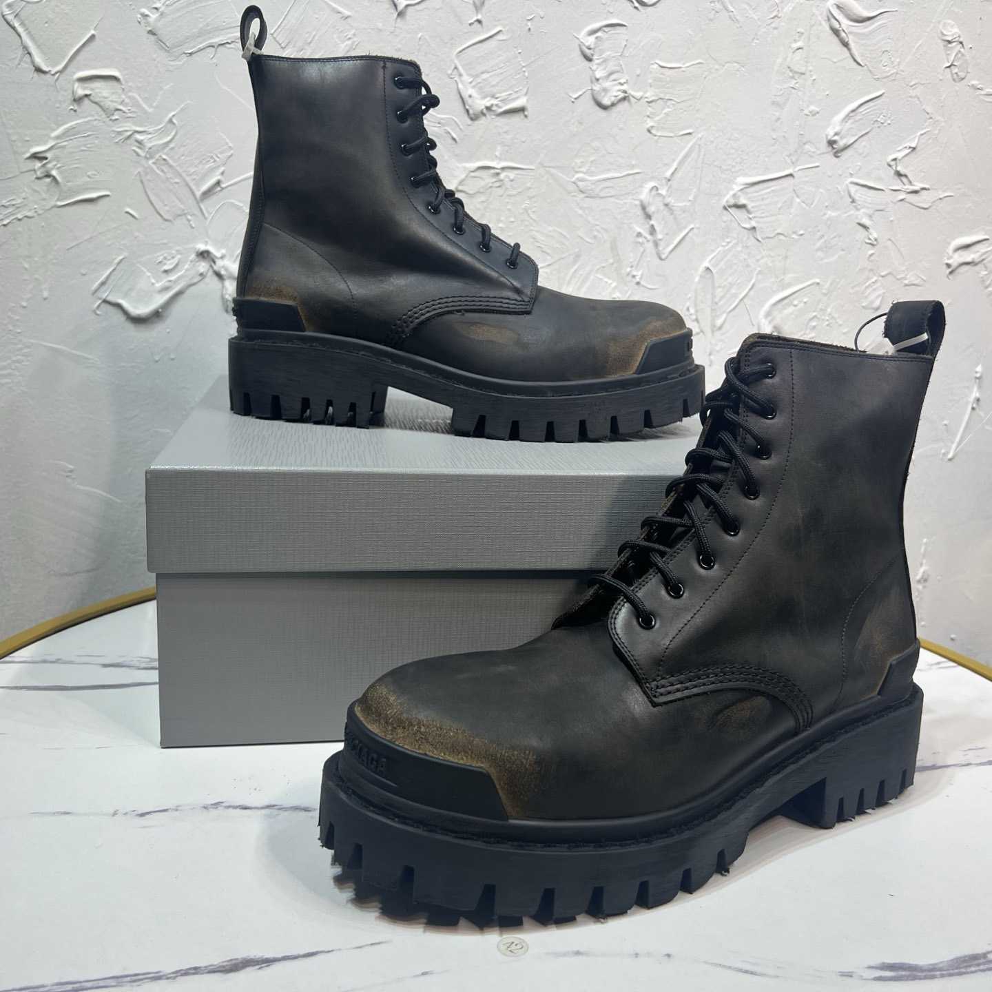 Balenciaga Strike Boot 'Worn-Out - Black Brown' - FashionPlug