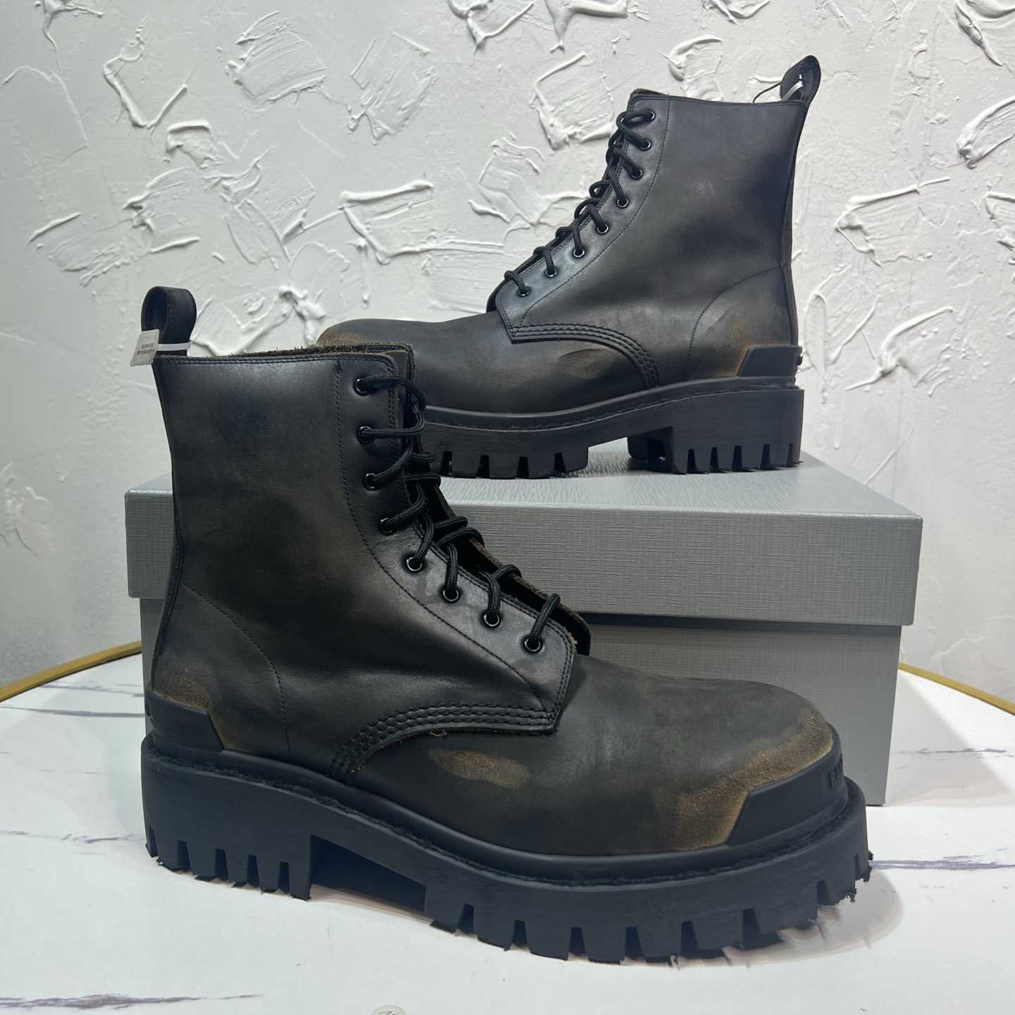 Balenciaga Strike Boot 'Worn-Out - Black Brown' - FashionPlug
