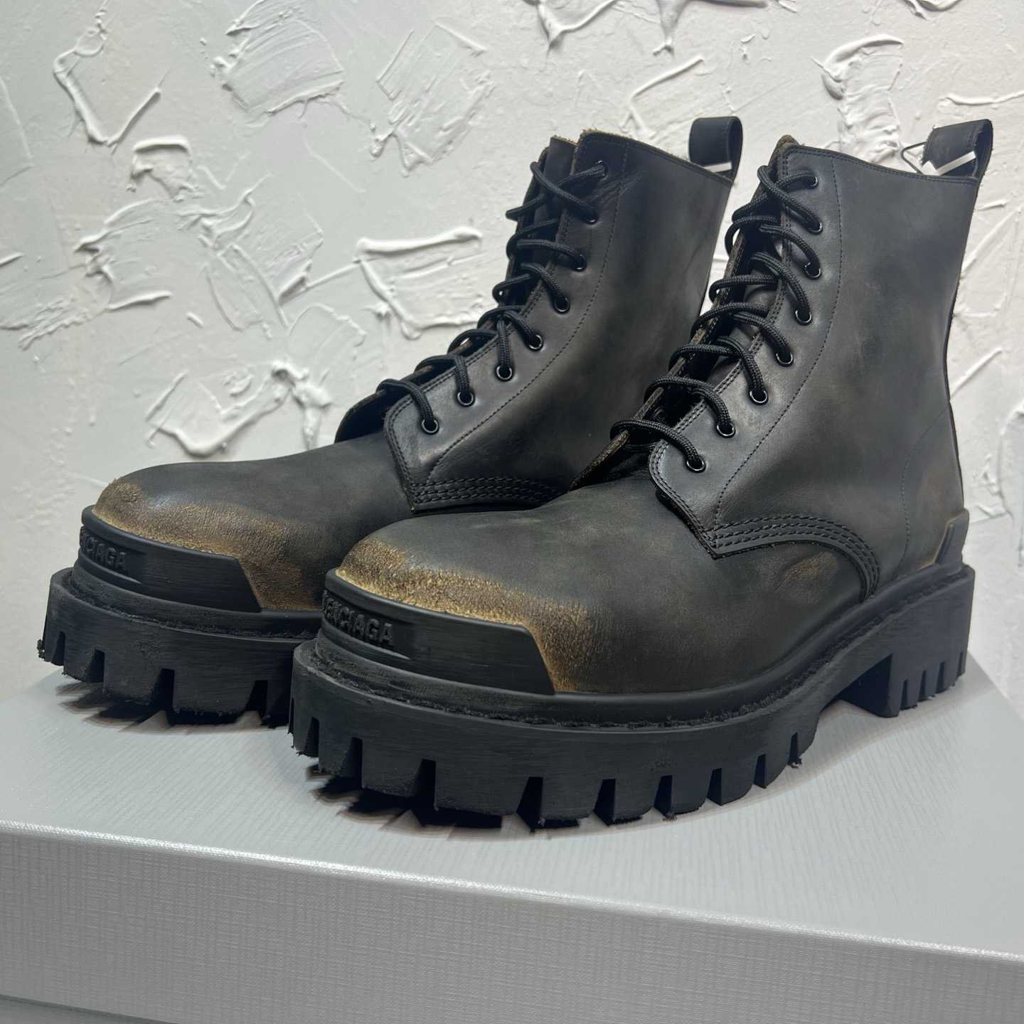 Balenciaga Strike Boot 'Worn-Out - Black Brown' - FashionPlug