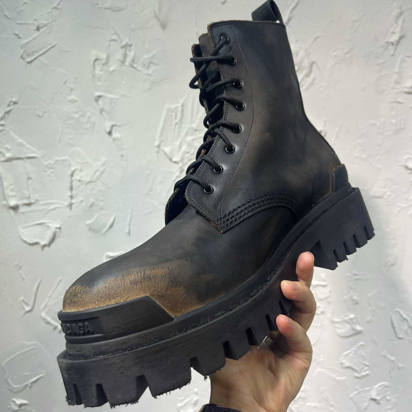 Balenciaga Strike Boot 'Worn-Out - Black Brown' - FashionPlug