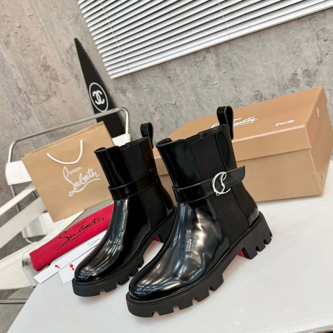 Christian Louboutin CL Chelsea Booty Lug Boots - FashionPlug