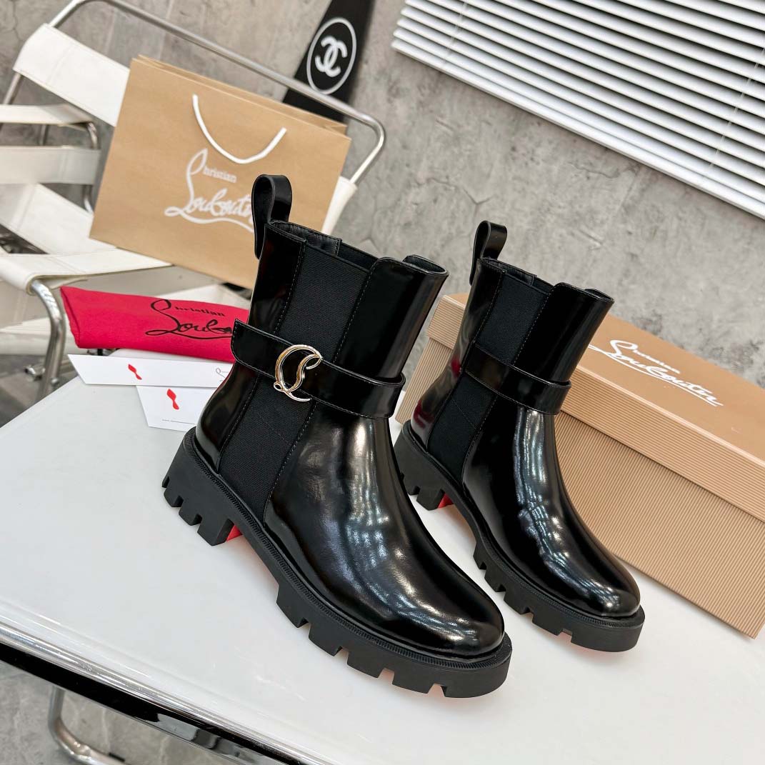 Christian Louboutin CL Chelsea Booty Lug Boots - FashionPlug