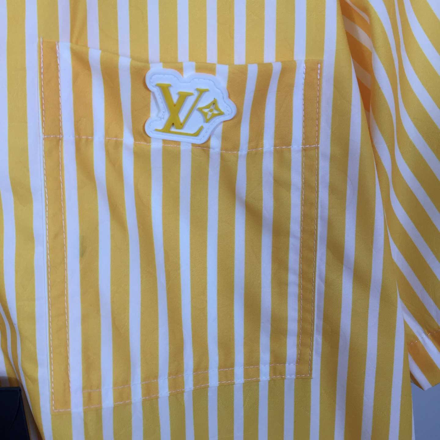 Louis Vuitton Monogram Striped Patchwork Short-Sleeved Shirt   1AHVWT - FashionPlug