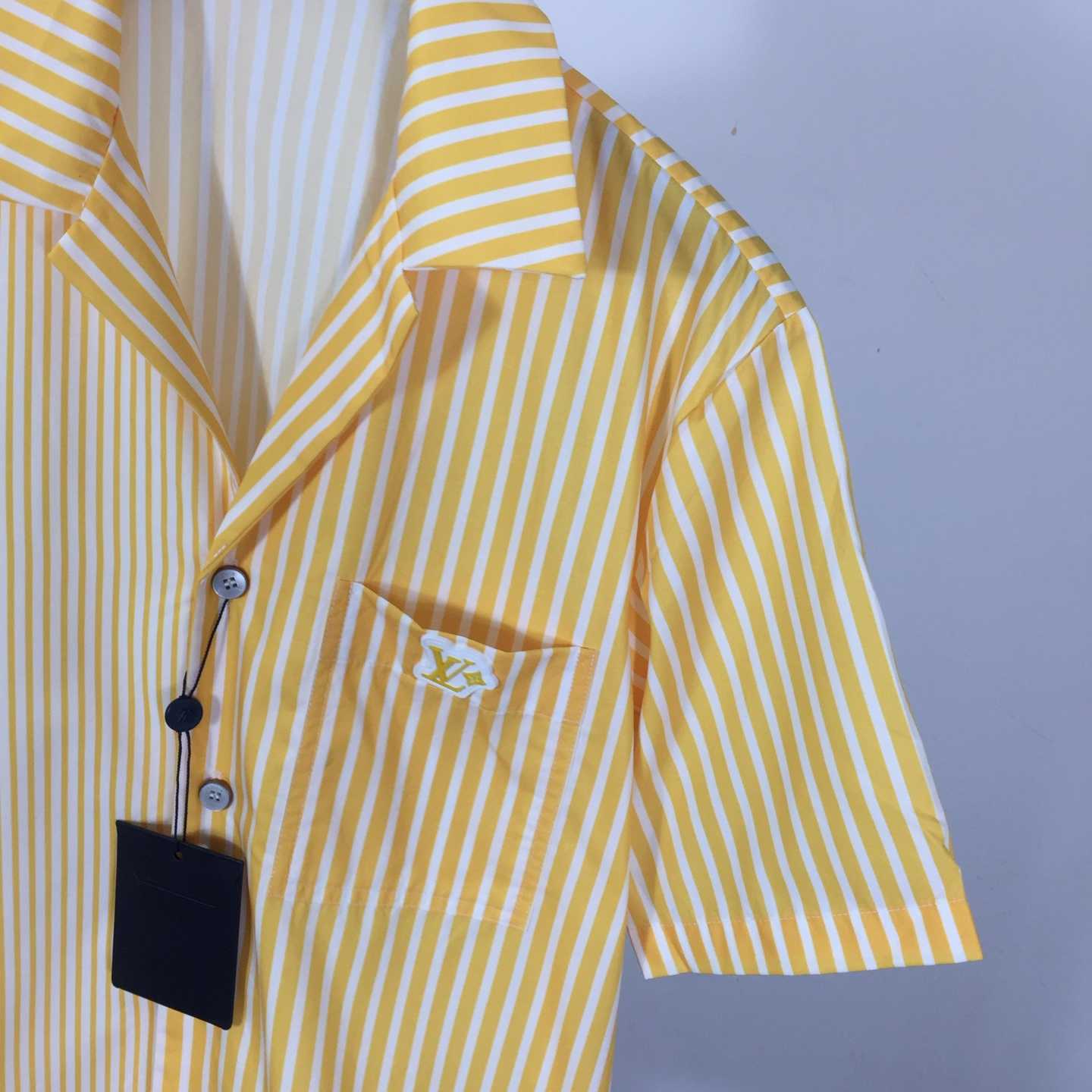Louis Vuitton Monogram Striped Patchwork Short-Sleeved Shirt   1AHVWT - FashionPlug