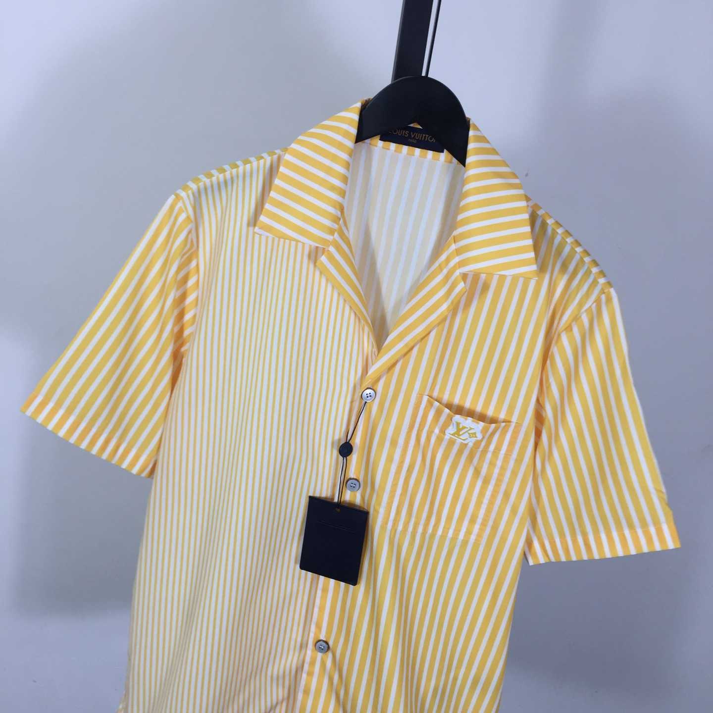 Louis Vuitton Monogram Striped Patchwork Short-Sleeved Shirt   1AHVWT - FashionPlug