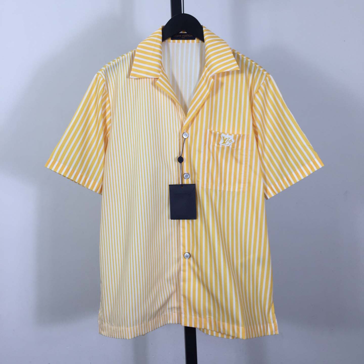 Louis Vuitton Monogram Striped Patchwork Short-Sleeved Shirt   1AHVWT - FashionPlug