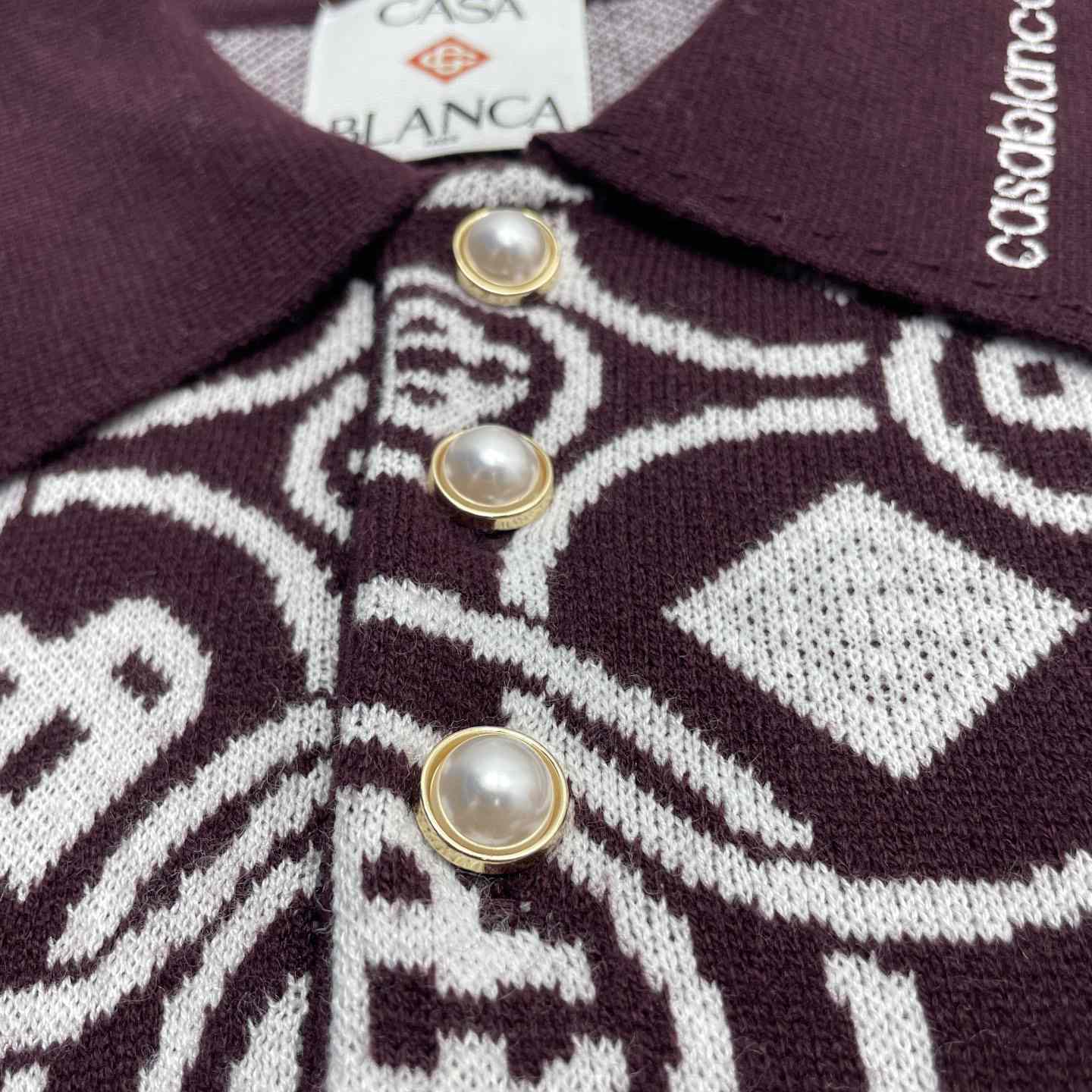 Casablanca Monogram Cotton Knit Polo shirt    Z6027 - FashionPlug