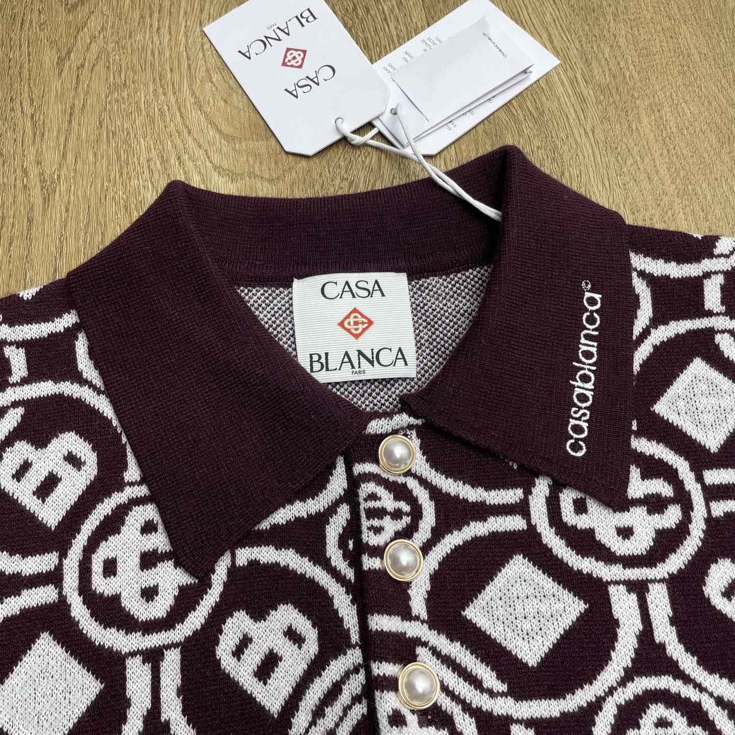 Casablanca Monogram Cotton Knit Polo shirt    Z6027 - FashionPlug