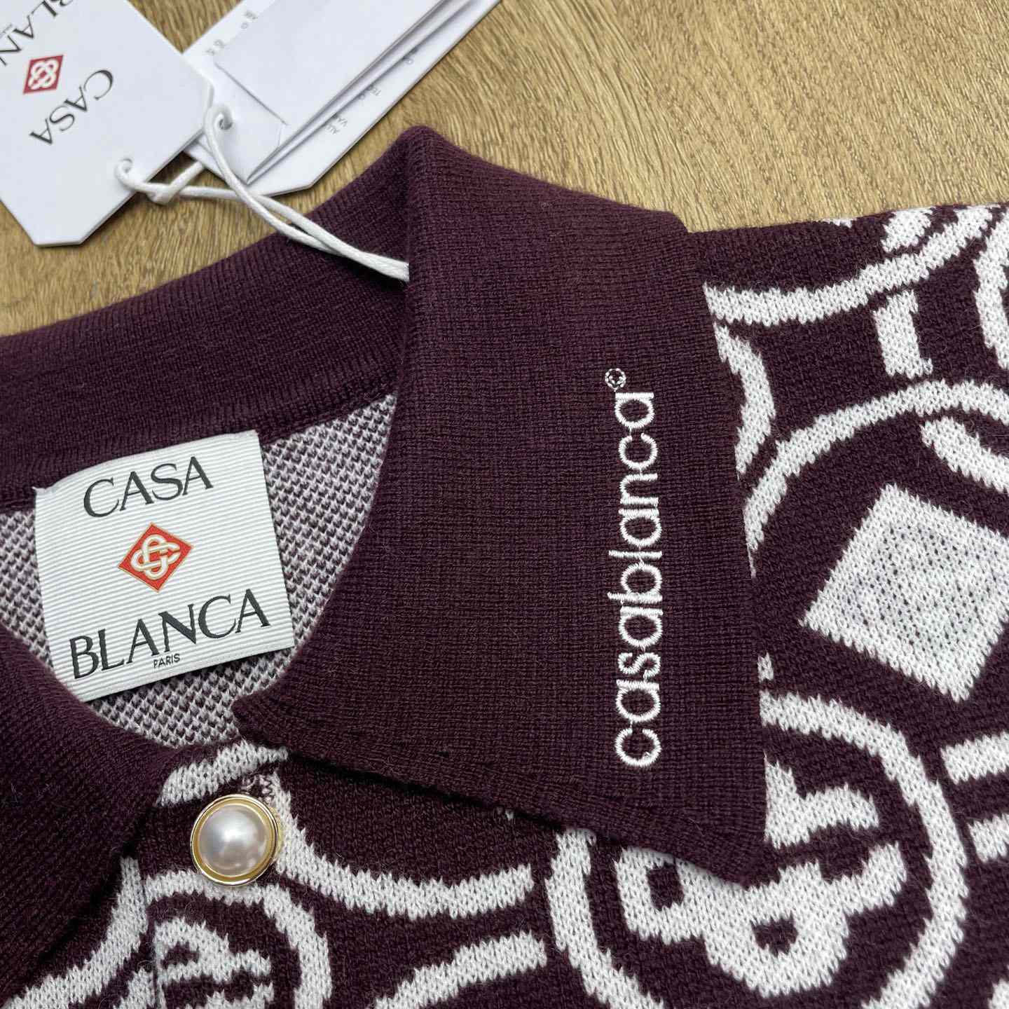 Casablanca Monogram Cotton Knit Polo shirt    Z6027 - FashionPlug