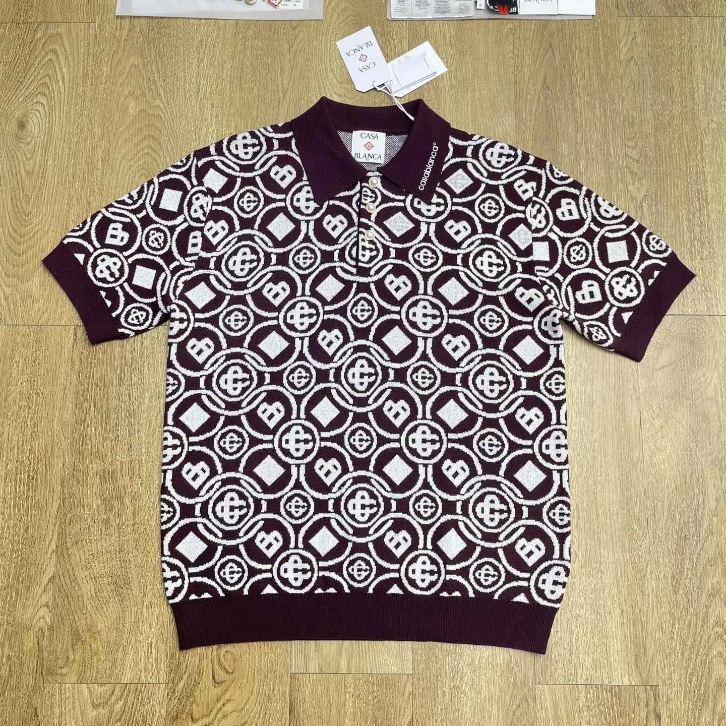 Casablanca Monogram Cotton Knit Polo shirt    Z6027 - FashionPlug