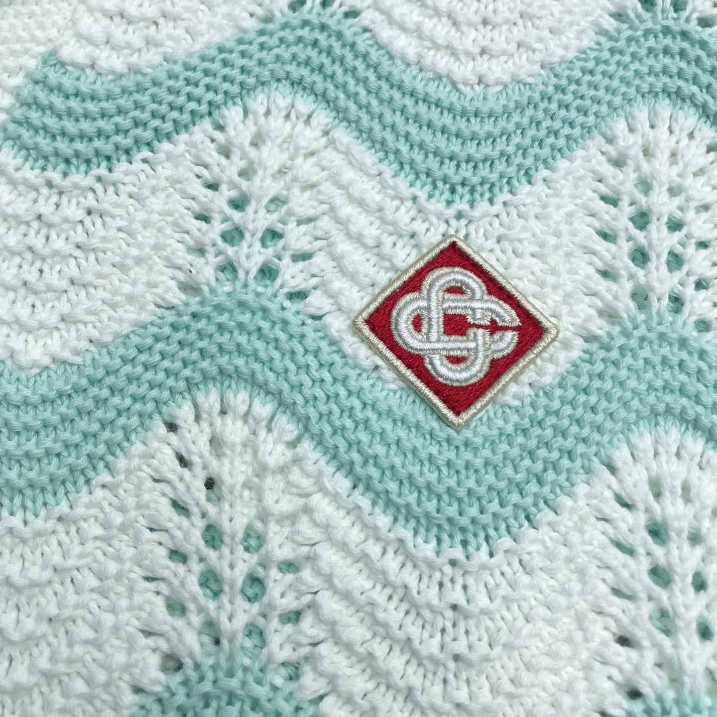 Casablanca Gradient Wave Cotton Crochet Short Sleeve Shirt   D0110 - FashionPlug