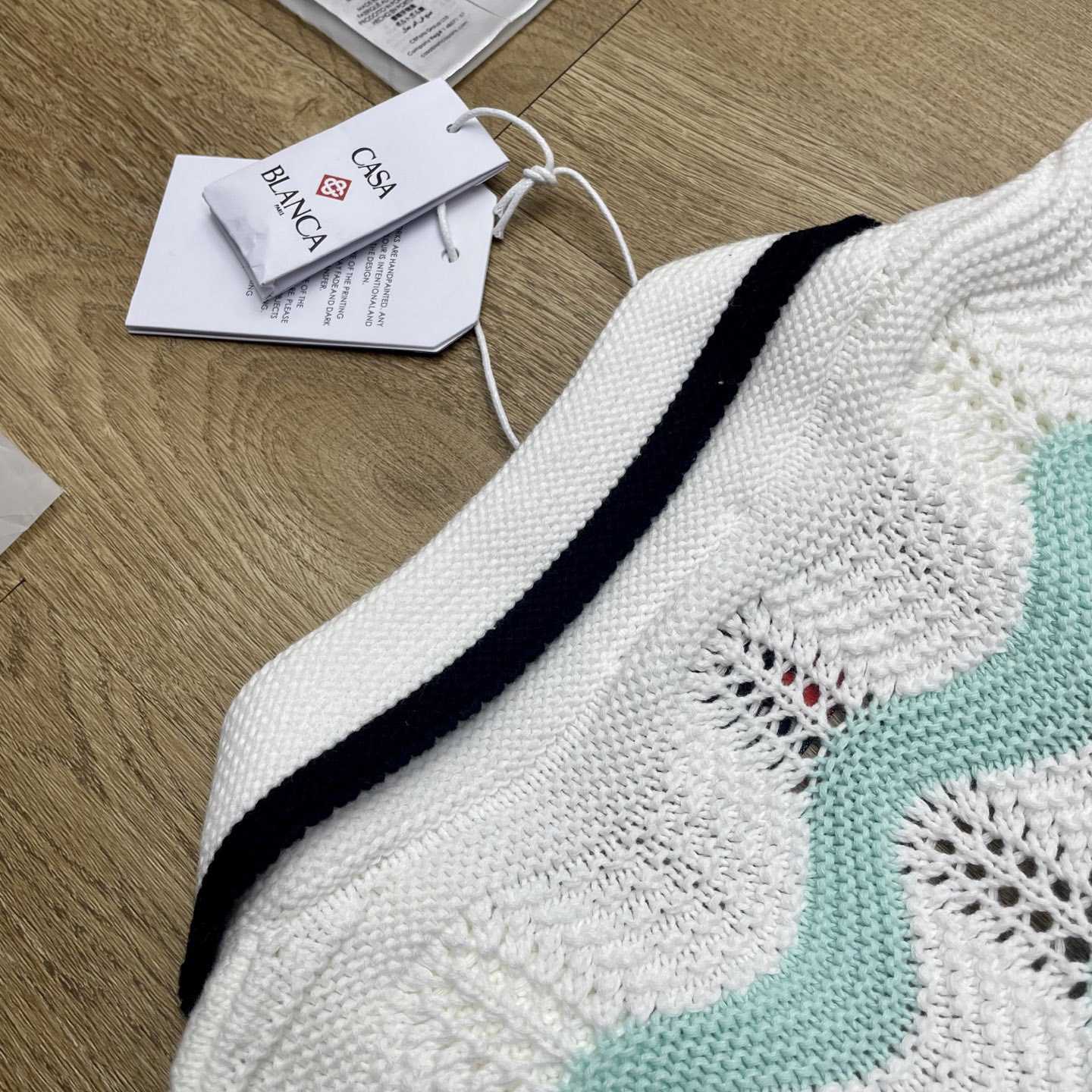 Casablanca Gradient Wave Cotton Crochet Short Sleeve Shirt   D0110 - FashionPlug