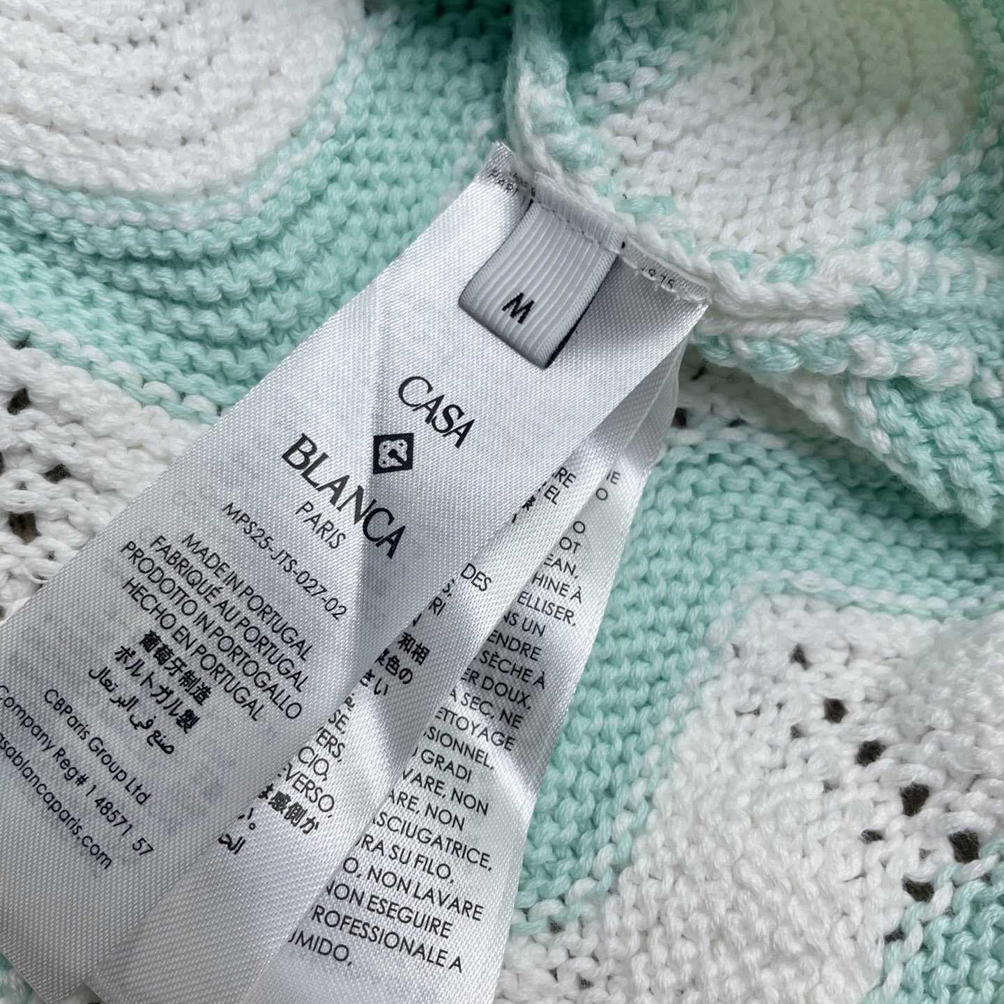 Casablanca Gradient Wave Cotton Crochet Short Sleeve Shirt   D0110 - FashionPlug