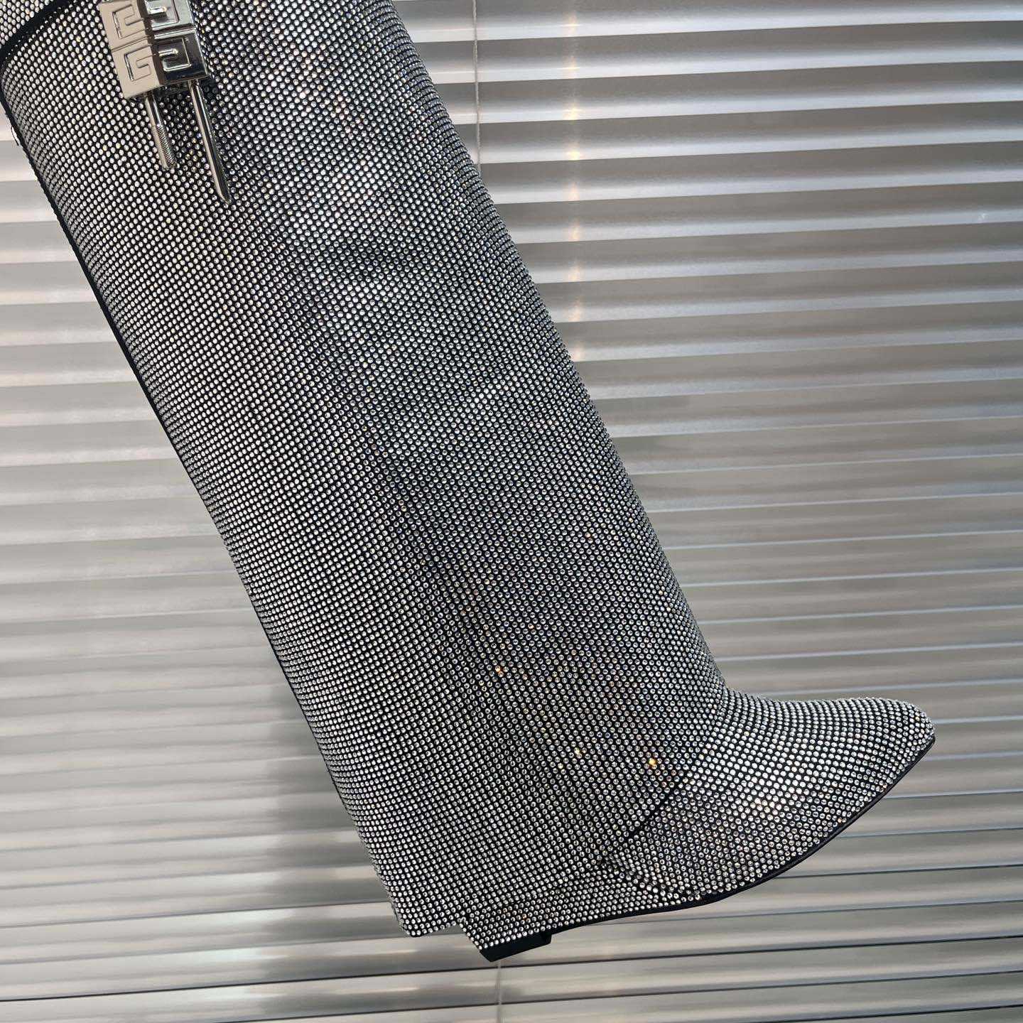 Givenchy Shark Lock Leather Knee-high Boots - FashionPlug