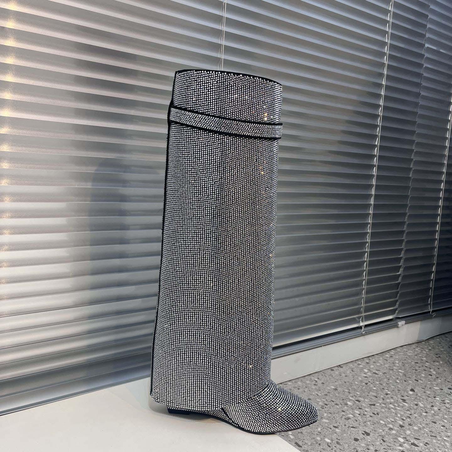 Givenchy Shark Lock Leather Knee-high Boots - FashionPlug