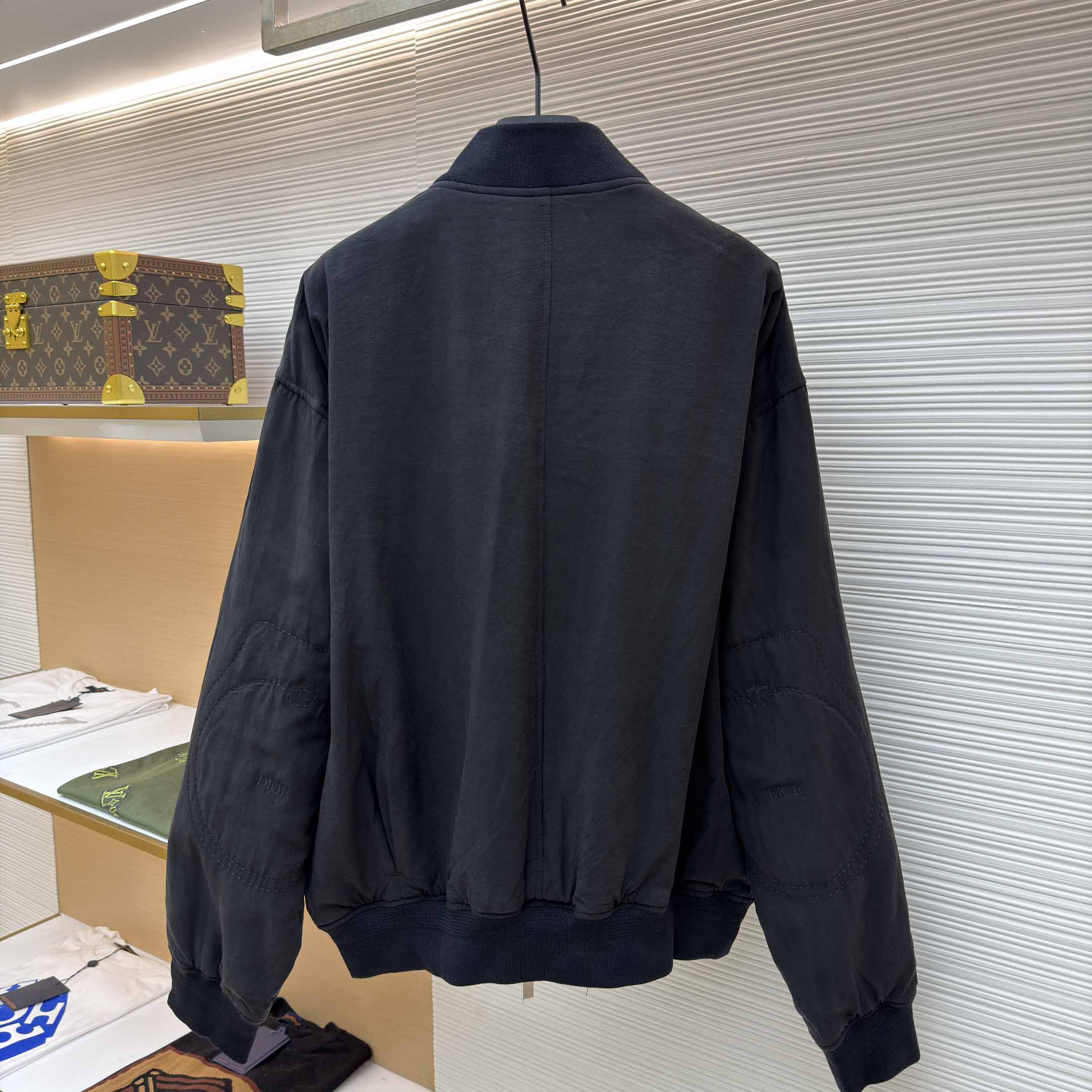 Dior x Stone Island Habotai Silk Blend Bomber Jacket Black  - FashionPlug