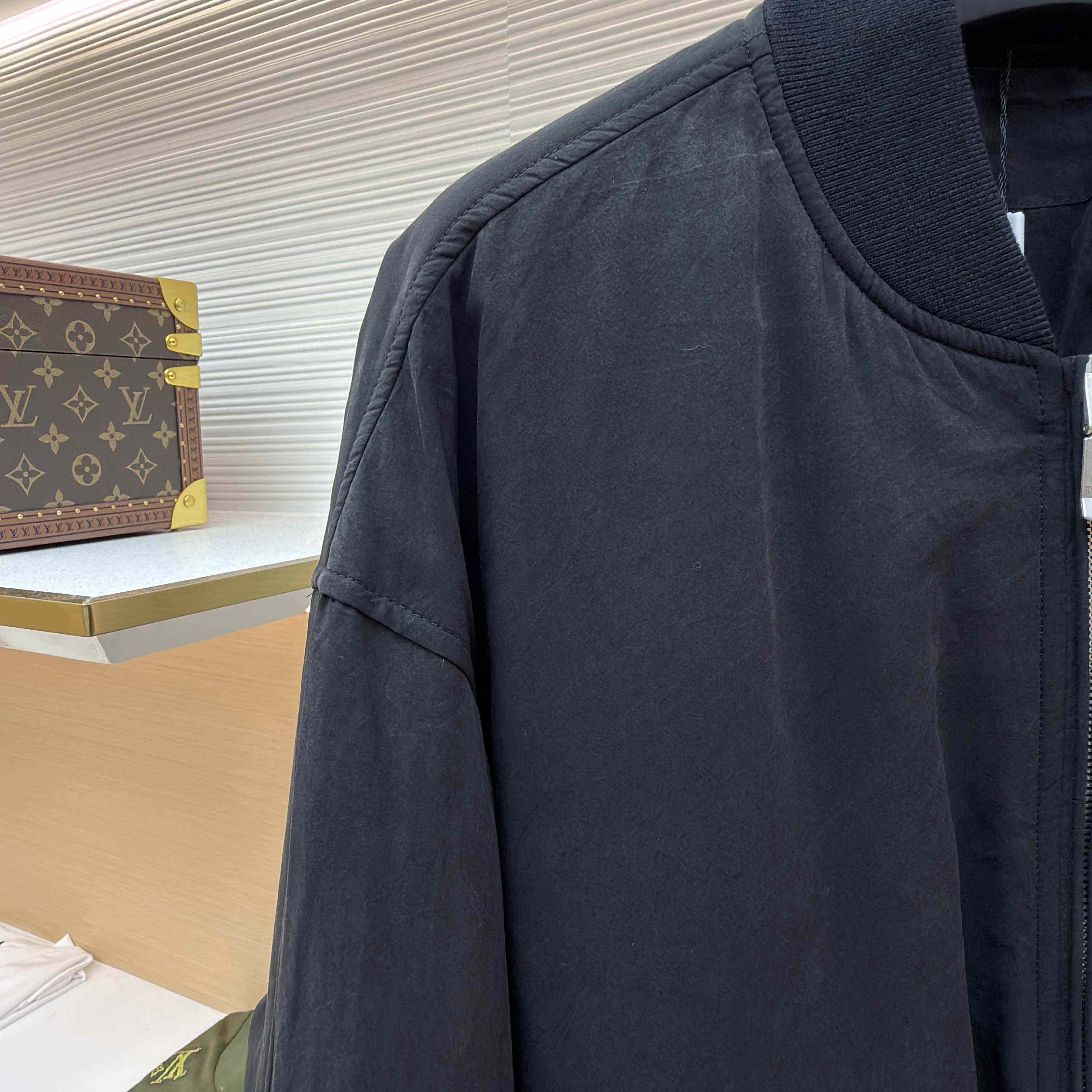 Dior x Stone Island Habotai Silk Blend Bomber Jacket Black  - FashionPlug