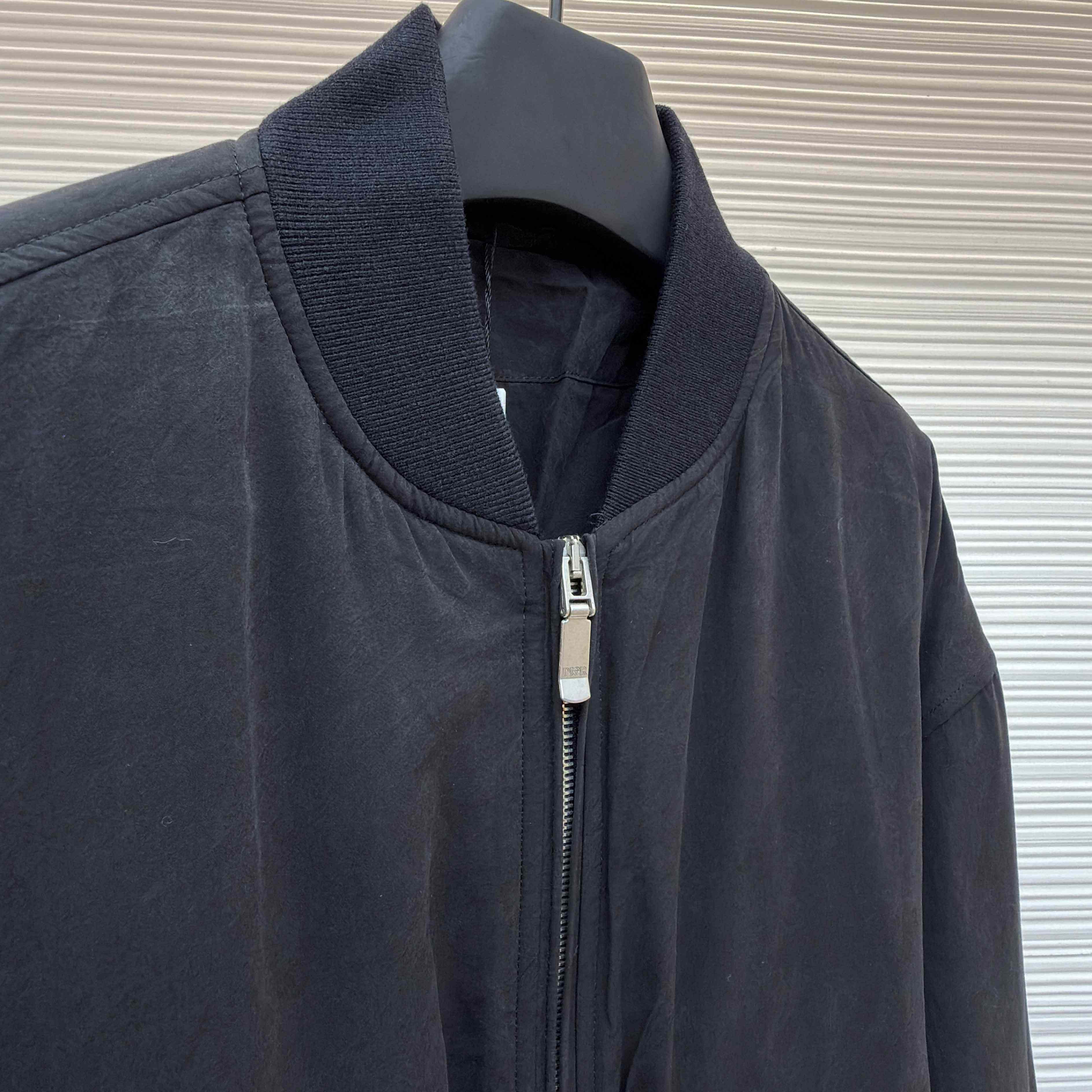 Dior x Stone Island Habotai Silk Blend Bomber Jacket Black  - FashionPlug