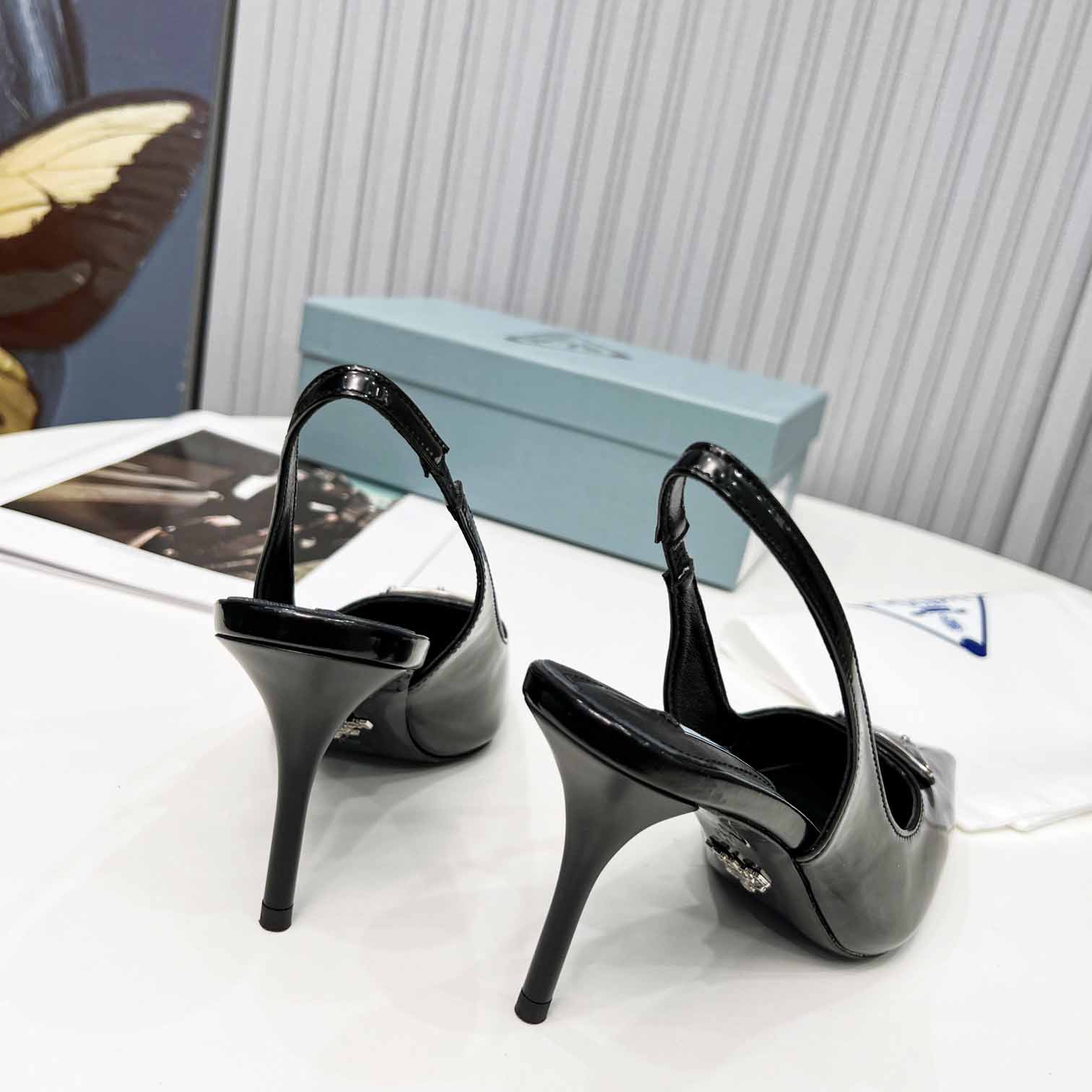 Prada Brushed Leather Slingback Pumps - FashionPlug