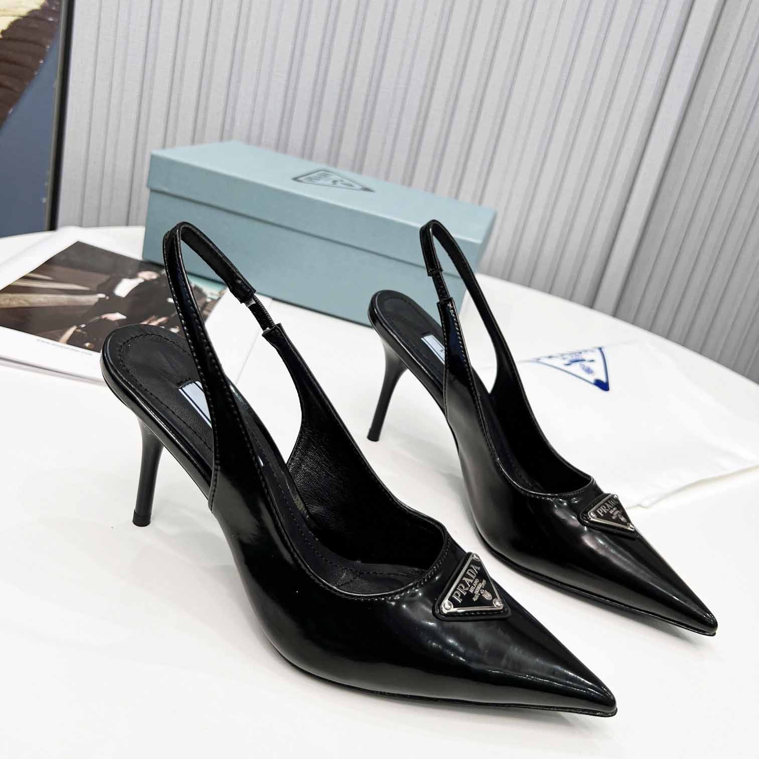 Prada Brushed Leather Slingback Pumps - FashionPlug