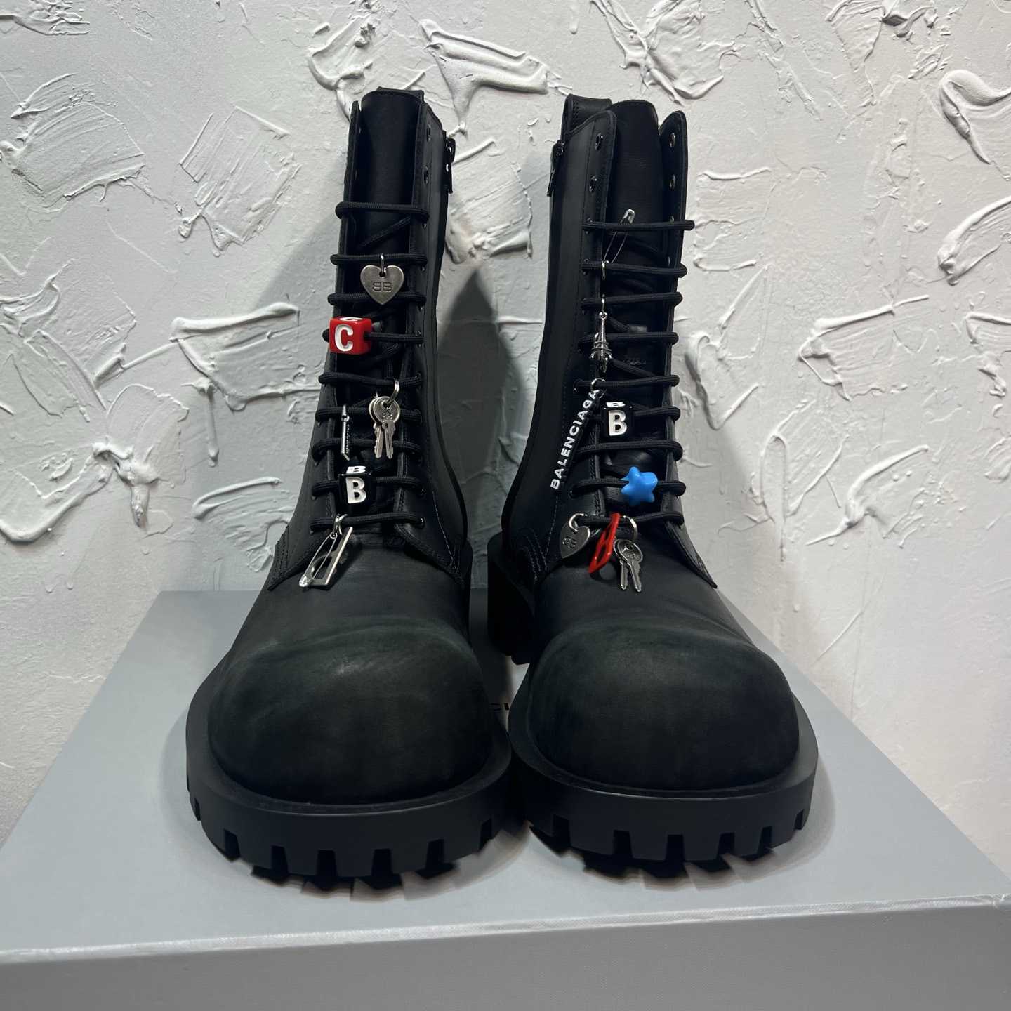 Balenciaga Hummer Lace-Up Bootie In Black - FashionPlug