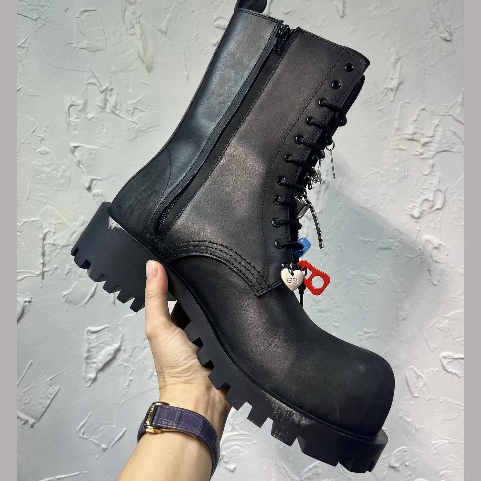 Balenciaga Hummer Lace-Up Bootie In Black - FashionPlug