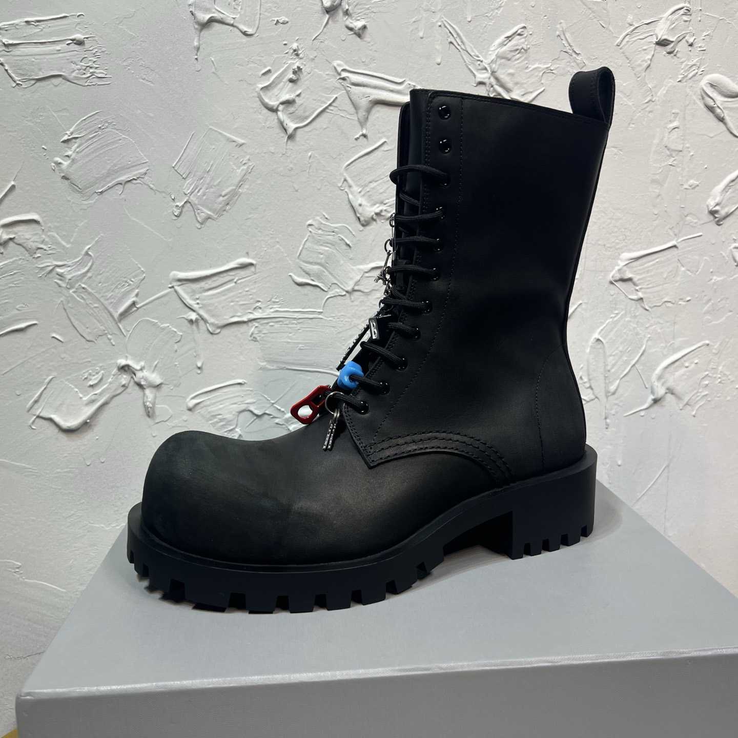 Balenciaga Hummer Lace-Up Bootie In Black - FashionPlug
