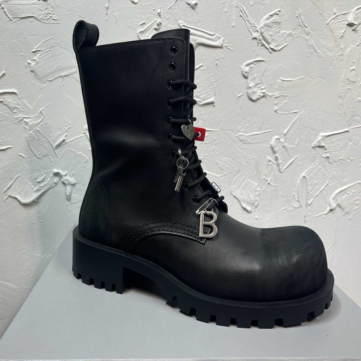 Balenciaga Hummer Lace-Up Bootie In Black - FashionPlug