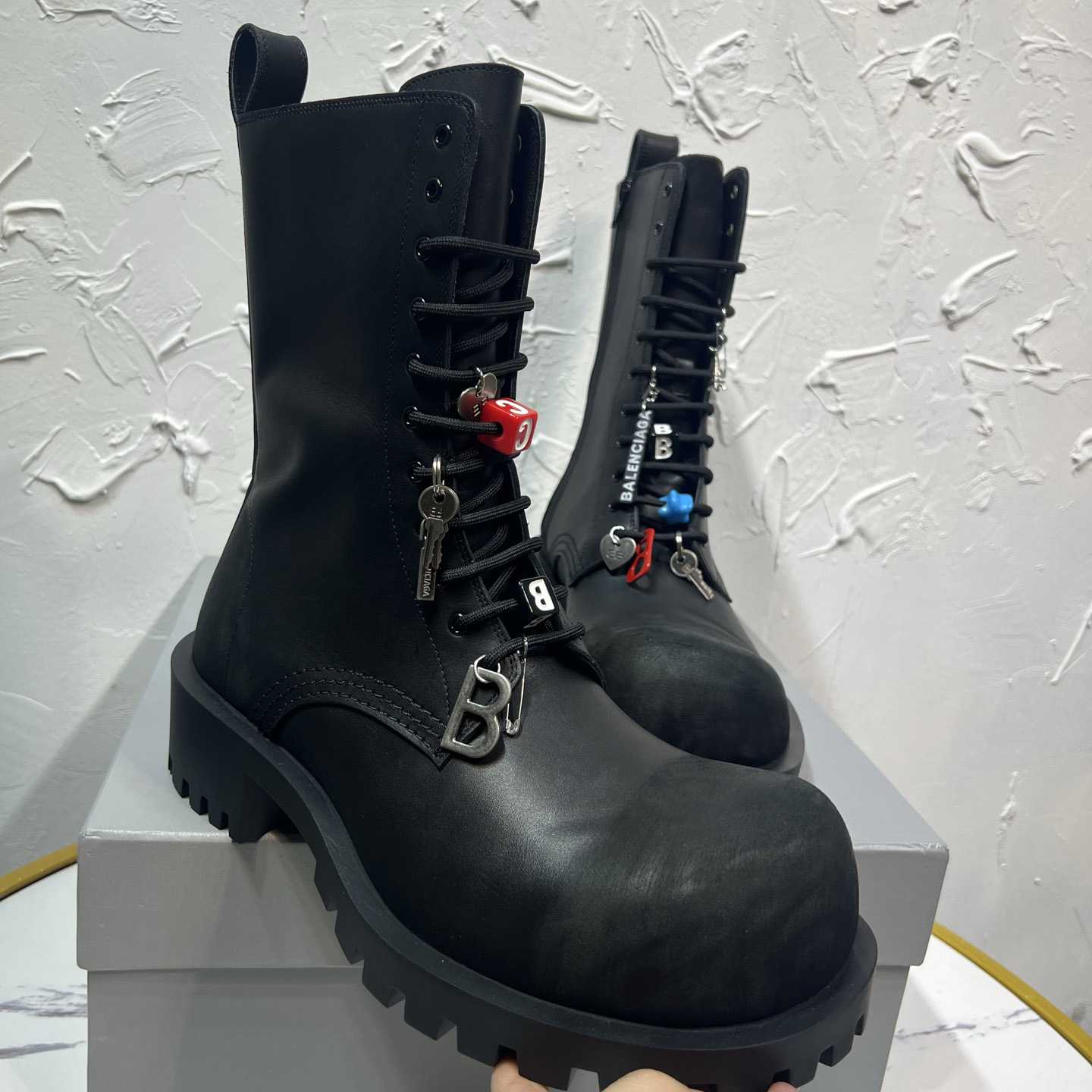 Balenciaga Hummer Lace-Up Bootie In Black - FashionPlug
