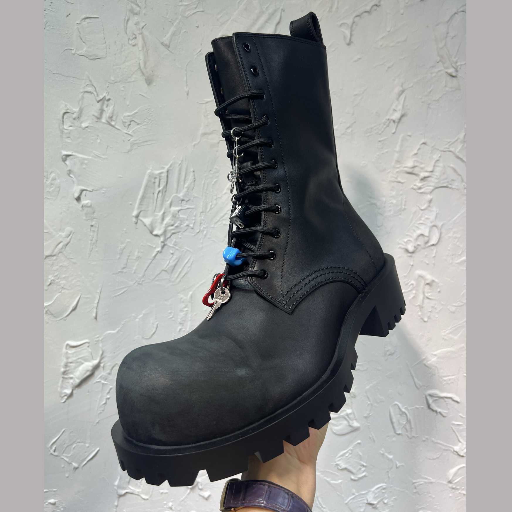 Balenciaga Hummer Lace-Up Bootie In Black - FashionPlug