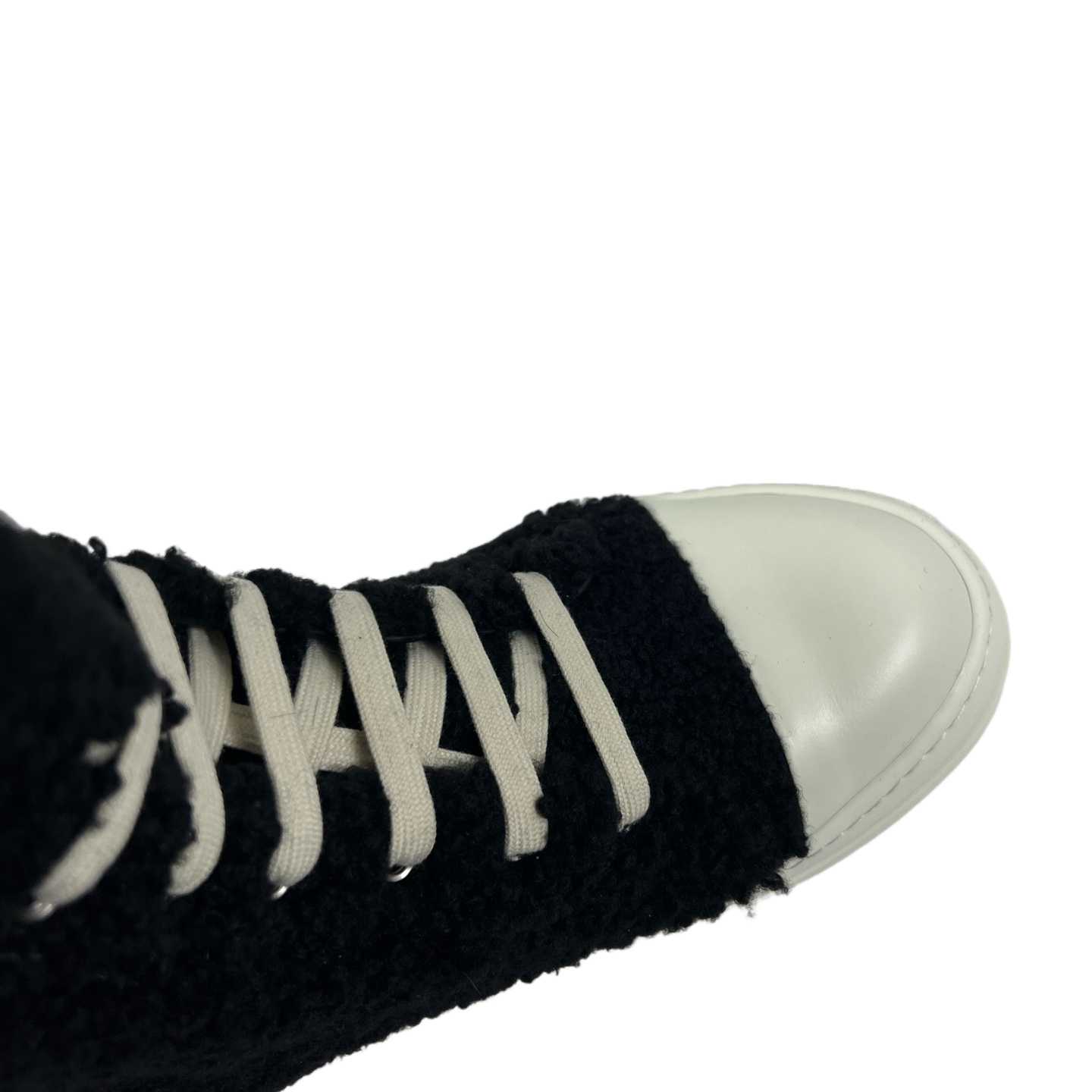 Rick Owens Fur High Top Sneakers - FashionPlug