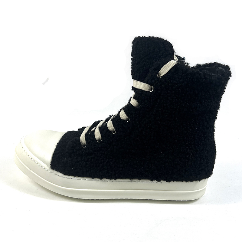 Rick Owens Fur High Top Sneakers - FashionPlug