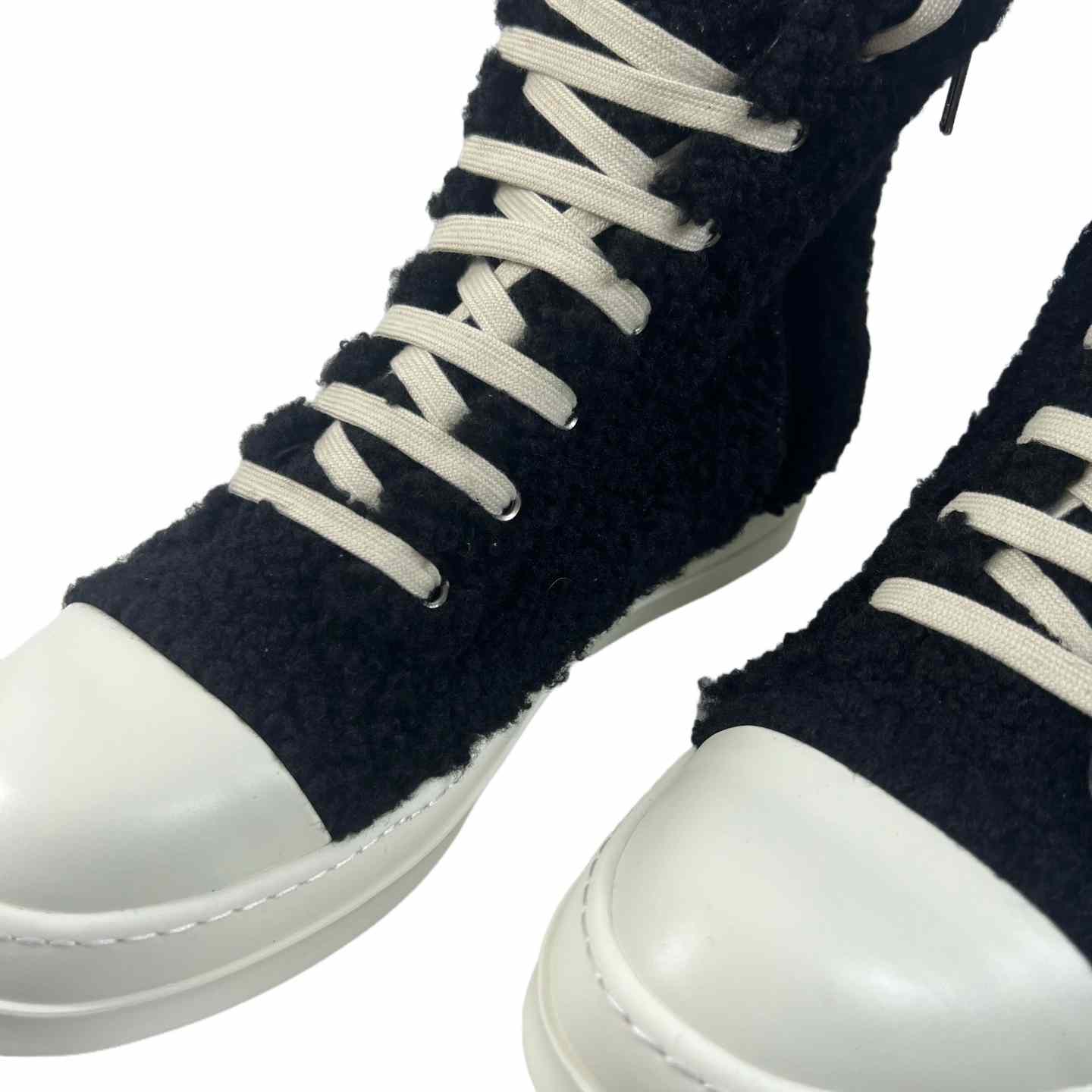 Rick Owens Fur High Top Sneakers - FashionPlug