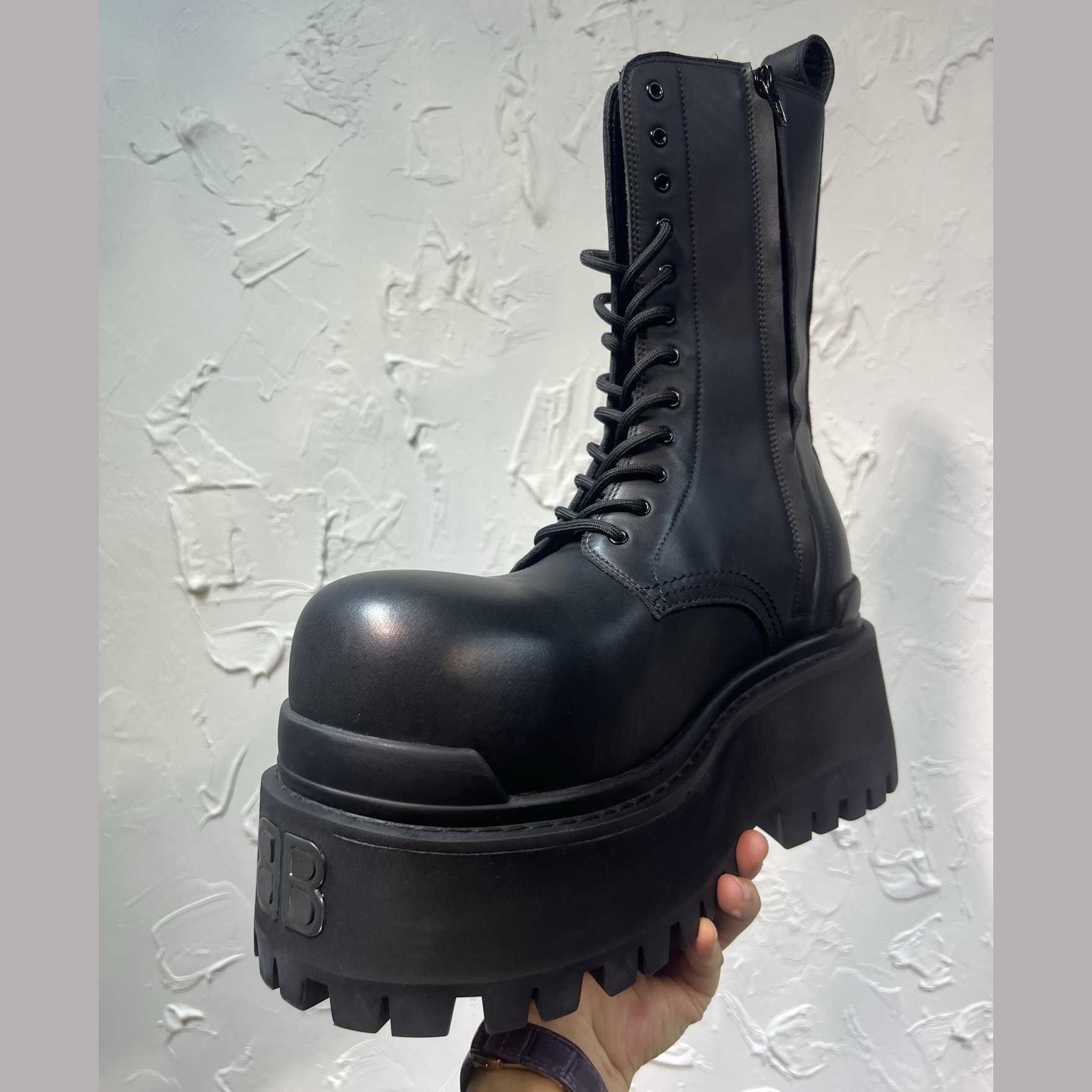 Balenciaga Strike Platform Bootie In Black - FashionPlug