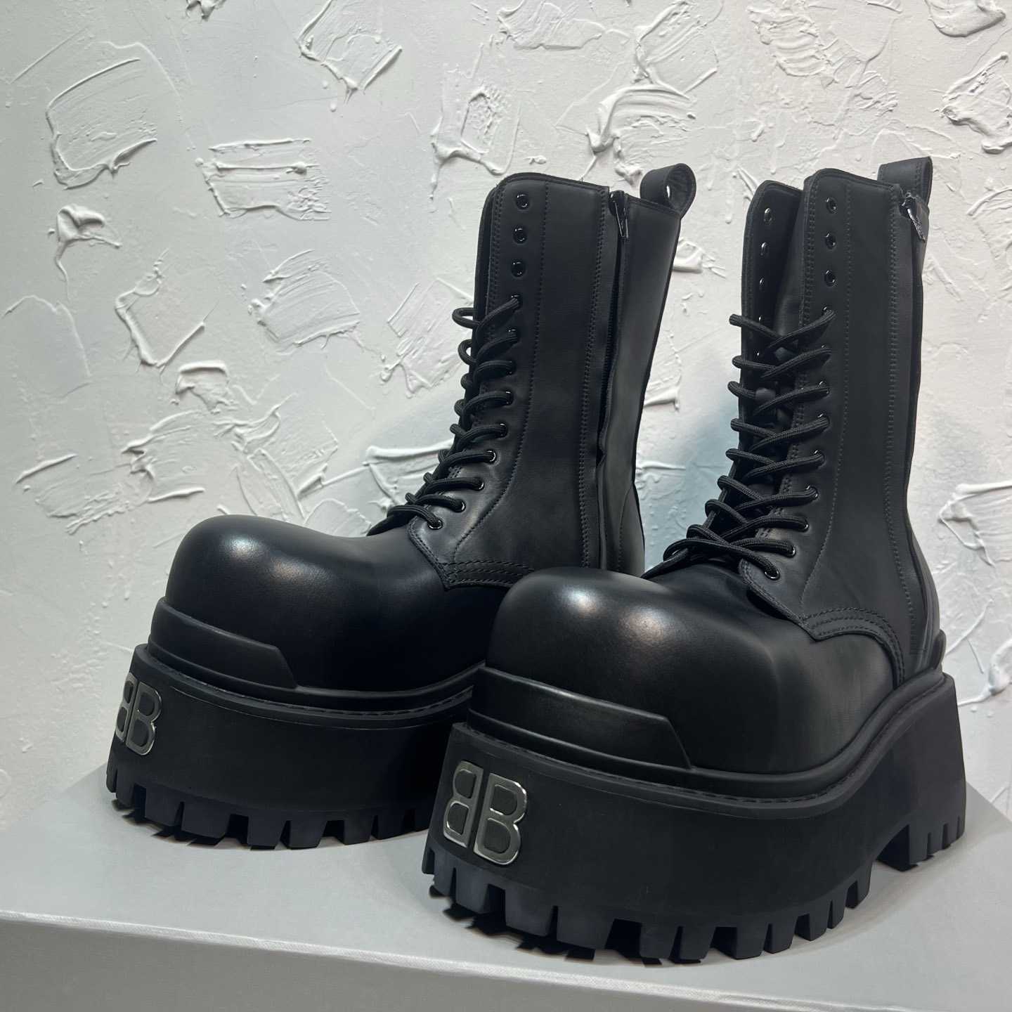 Balenciaga Strike Platform Bootie In Black - FashionPlug